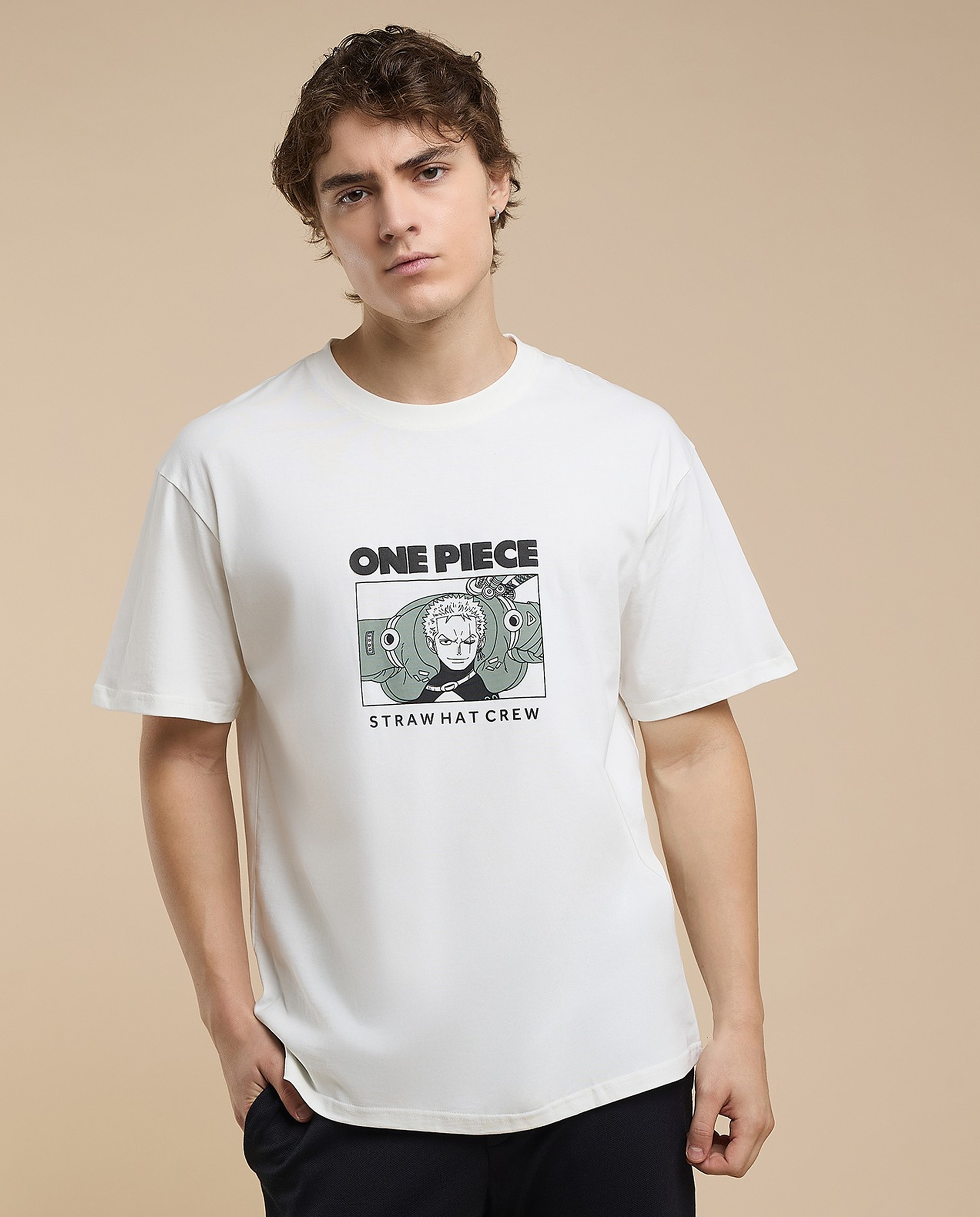 Printed T-Shirt with Crew Neck and Short Sleeves