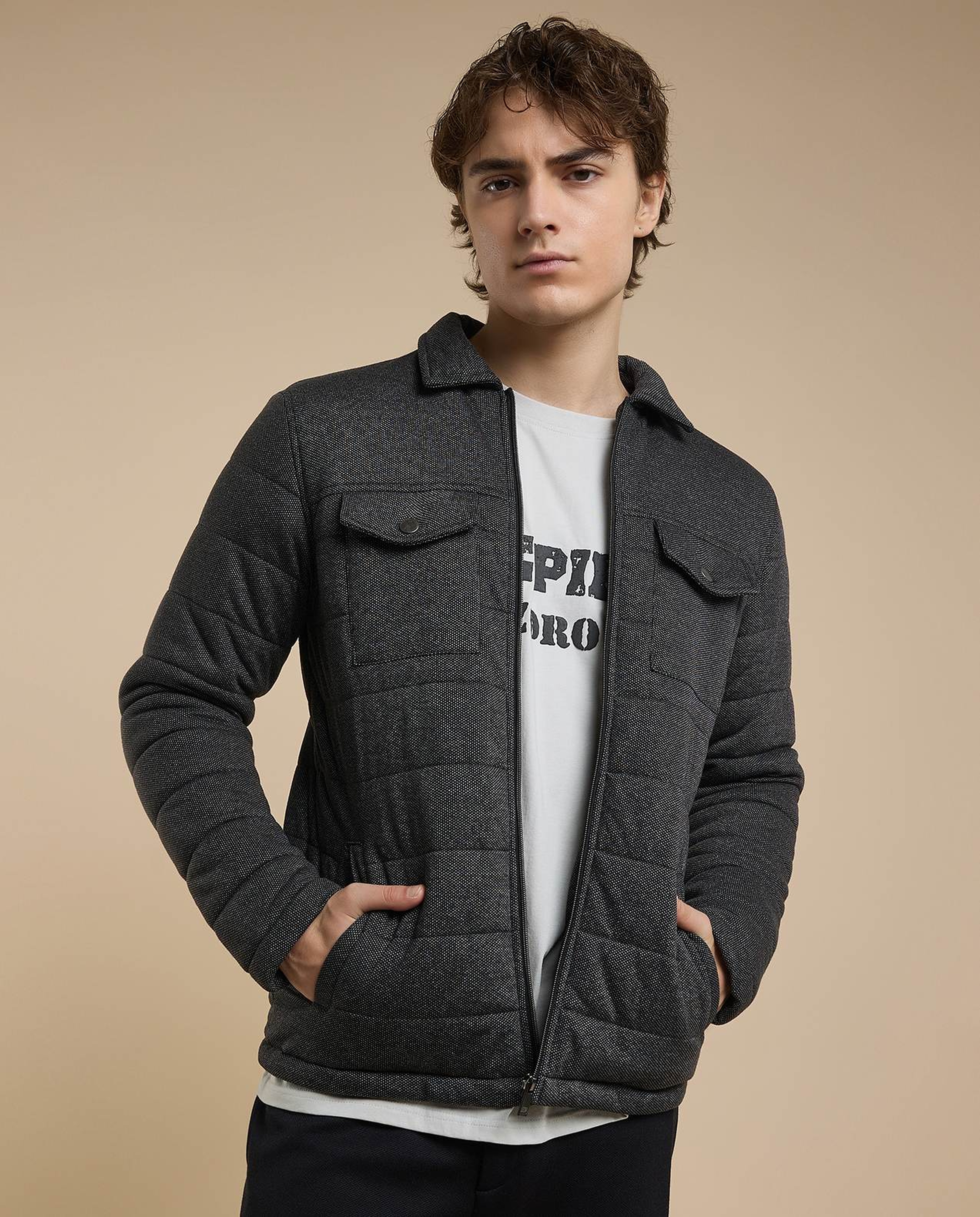 Quilted Jacket with Zipper Closure