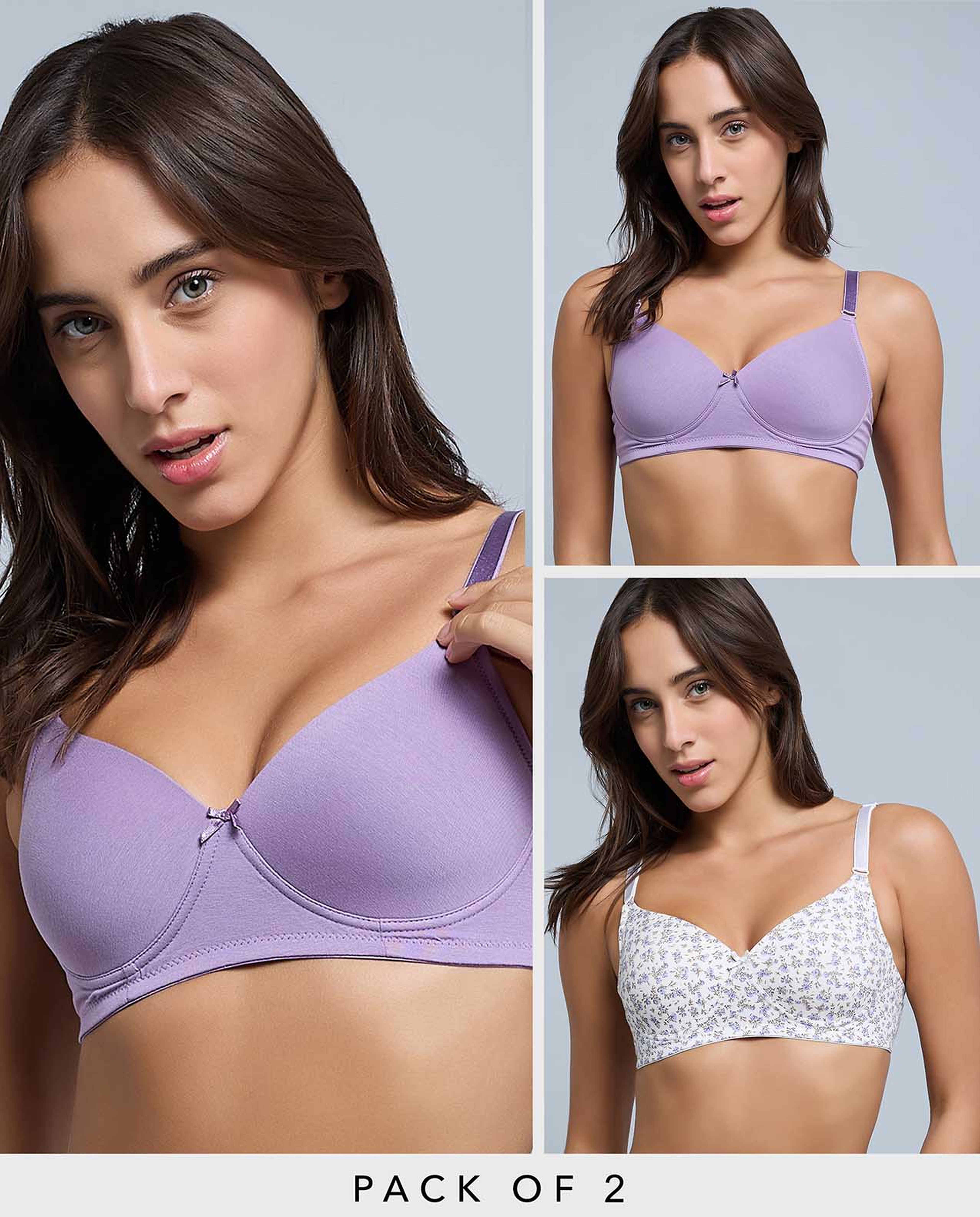 2 Pack Solid Underwire Bras