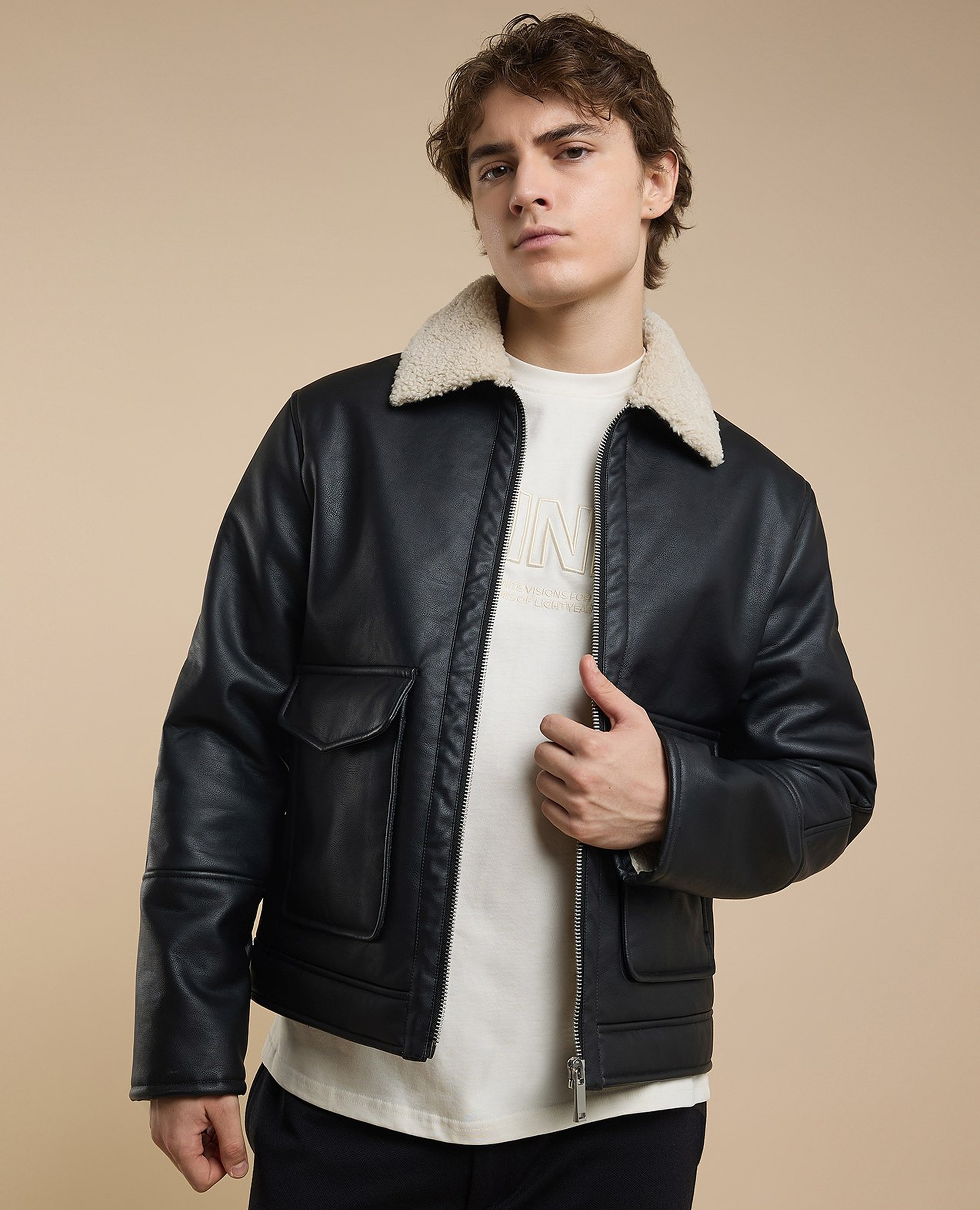 Solid Jacket with Zipper Closure