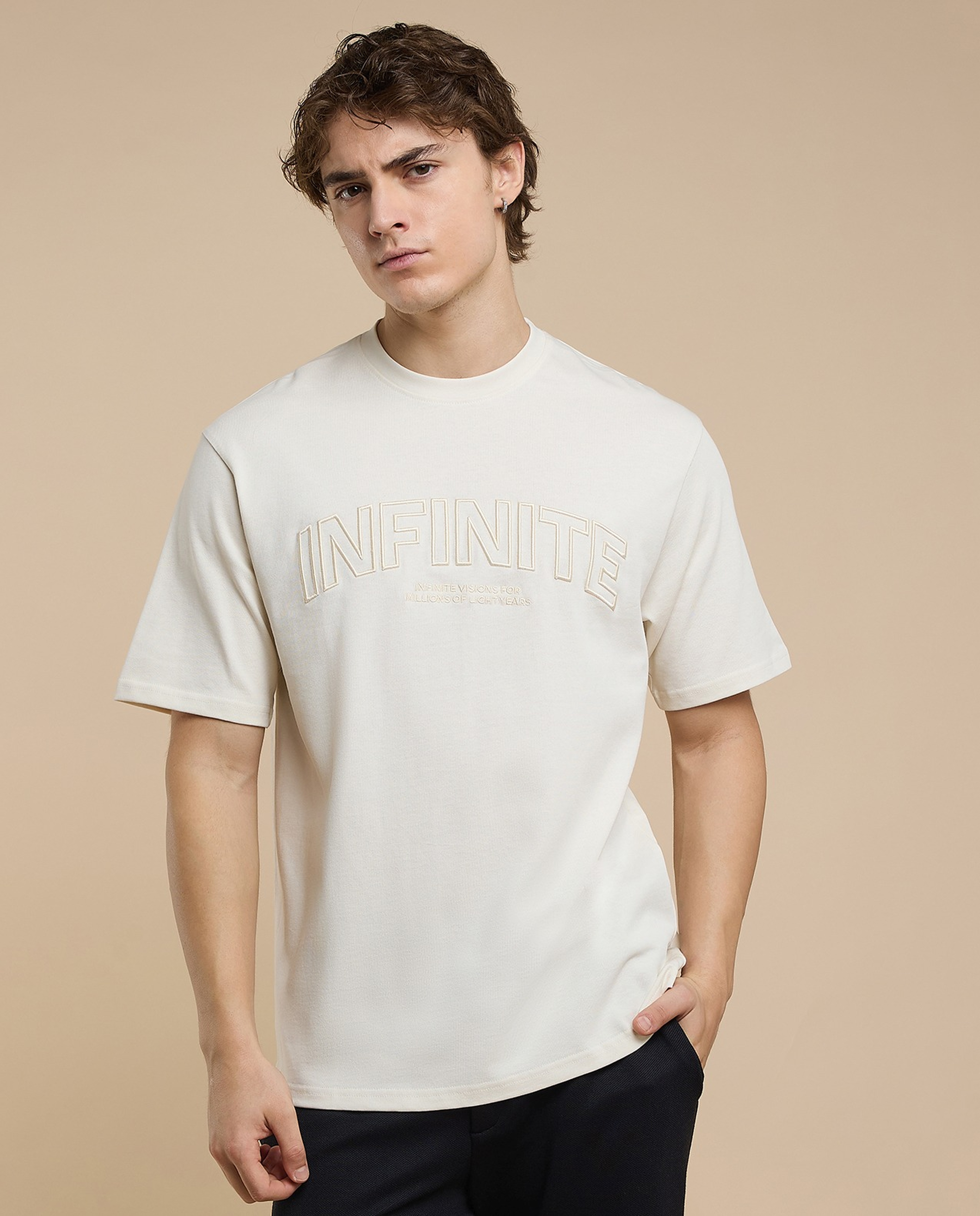 Embroidered T-Shirt with Crew Neck and Short Sleeves