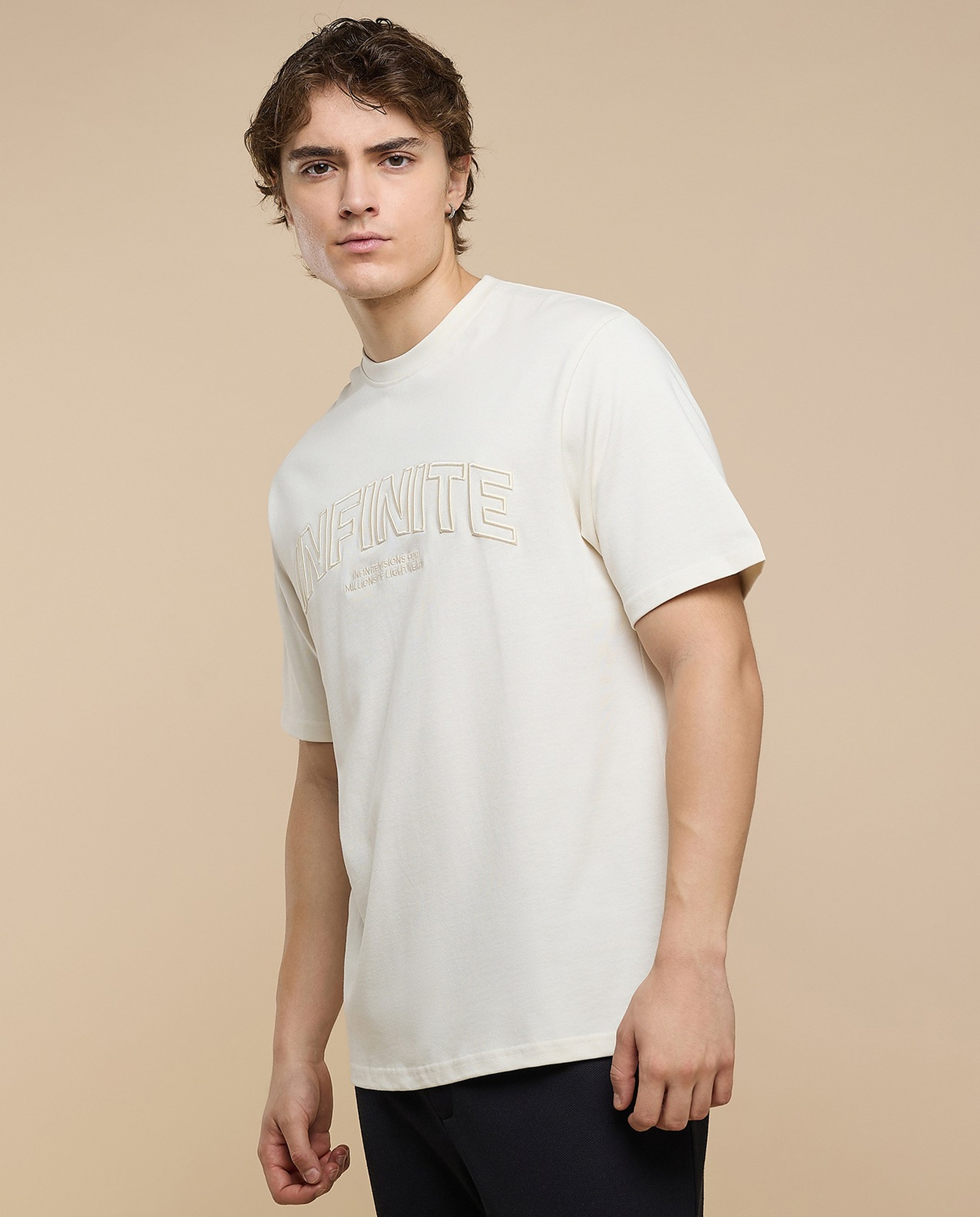 Embroidered T-Shirt with Crew Neck and Short Sleeves