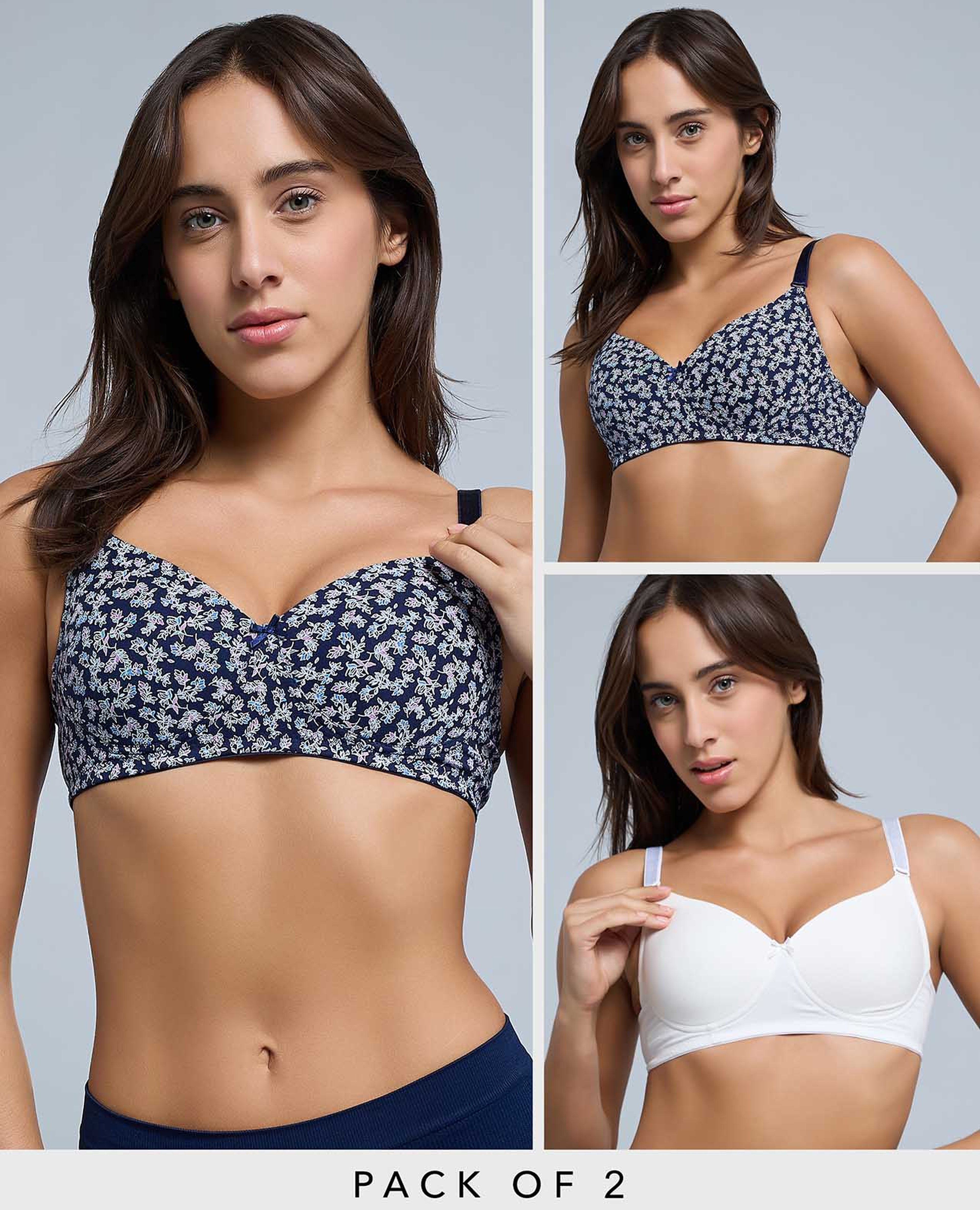 2 Pack Printed Underwire Bras