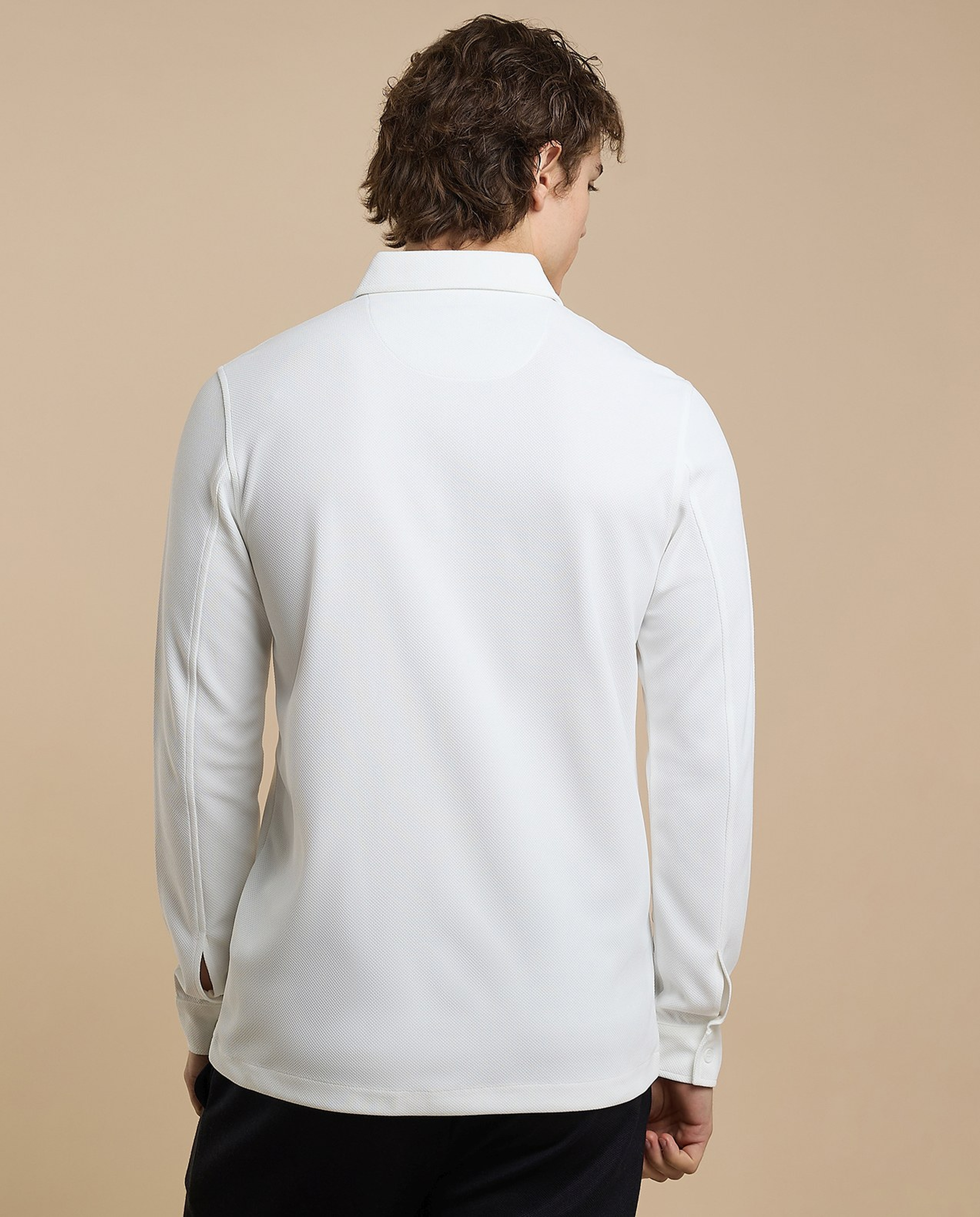 Solid Shirt with Classic Collar and Long Sleeves