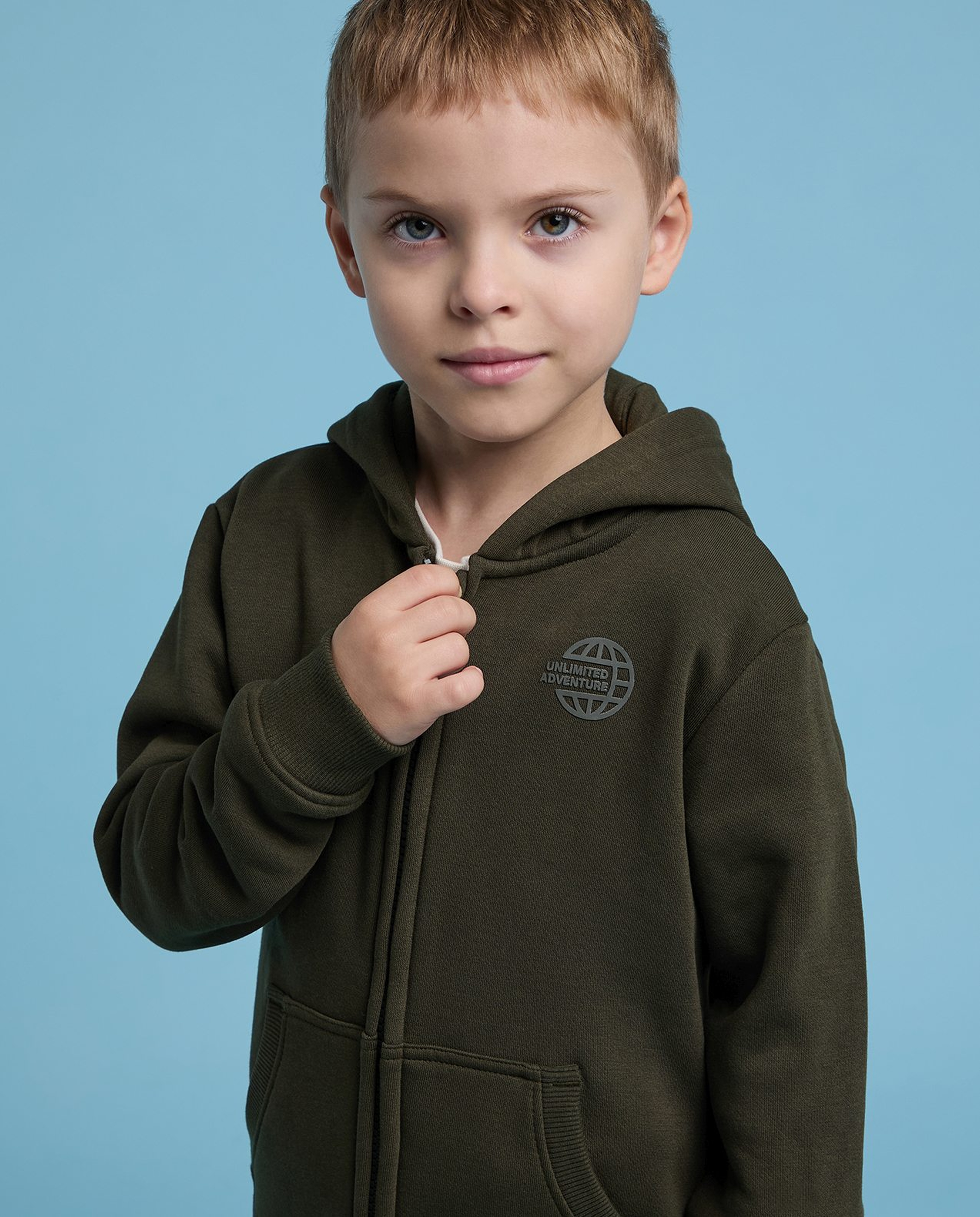 Print Detail Hooded Jacket with Zipper Closure