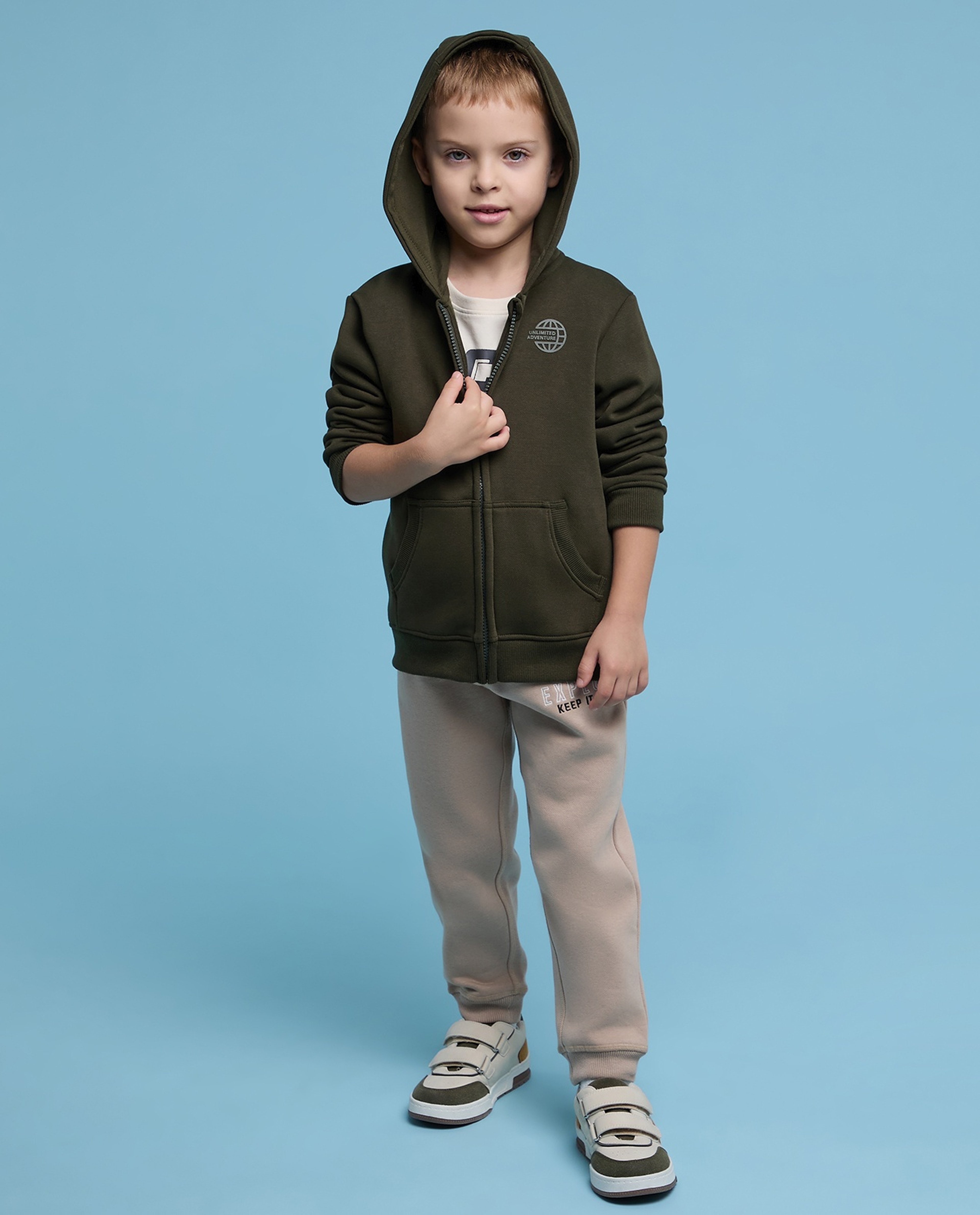 Print Detail Hooded Jacket with Zipper Closure