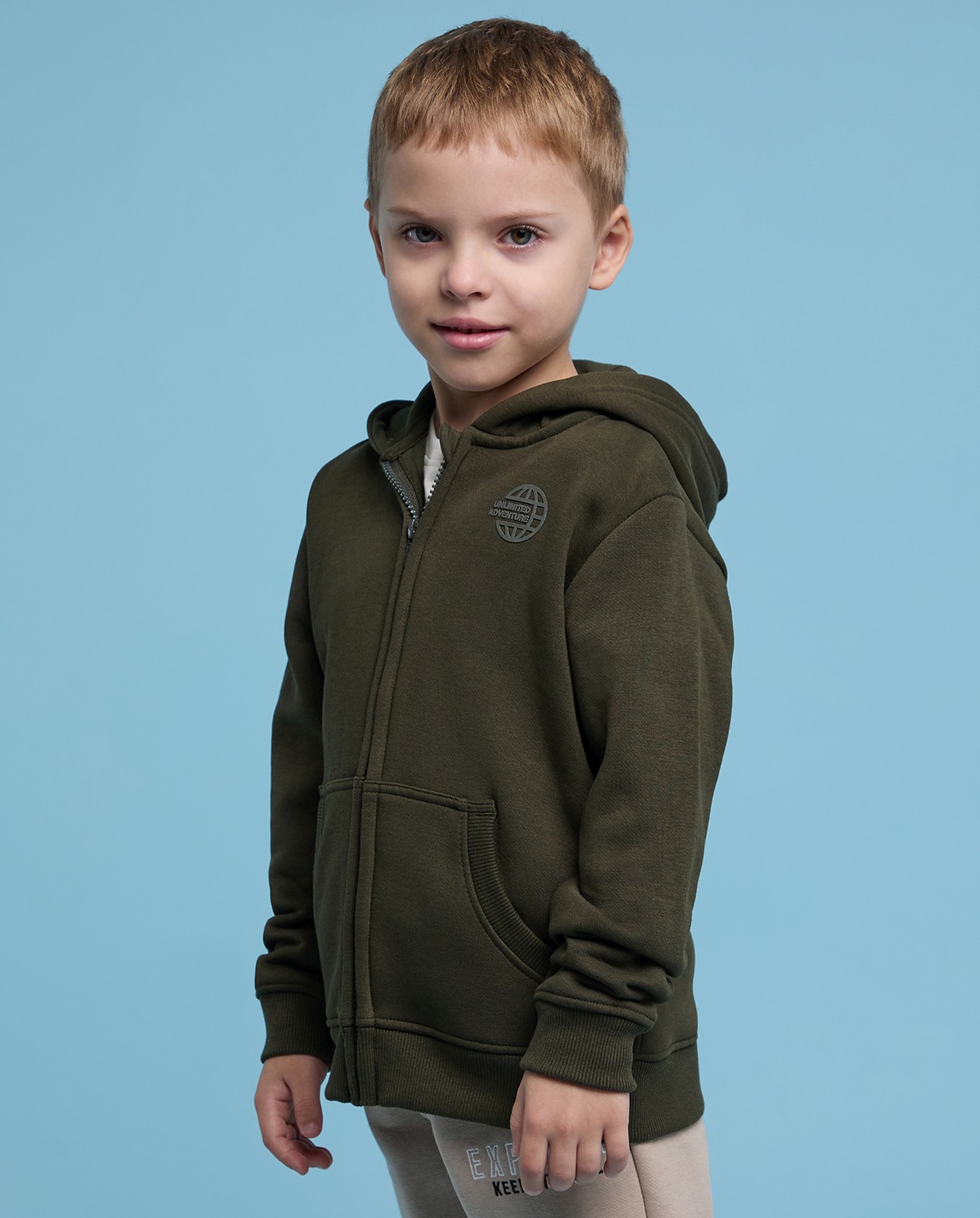 Print Detail Hooded Jacket with Zipper Closure