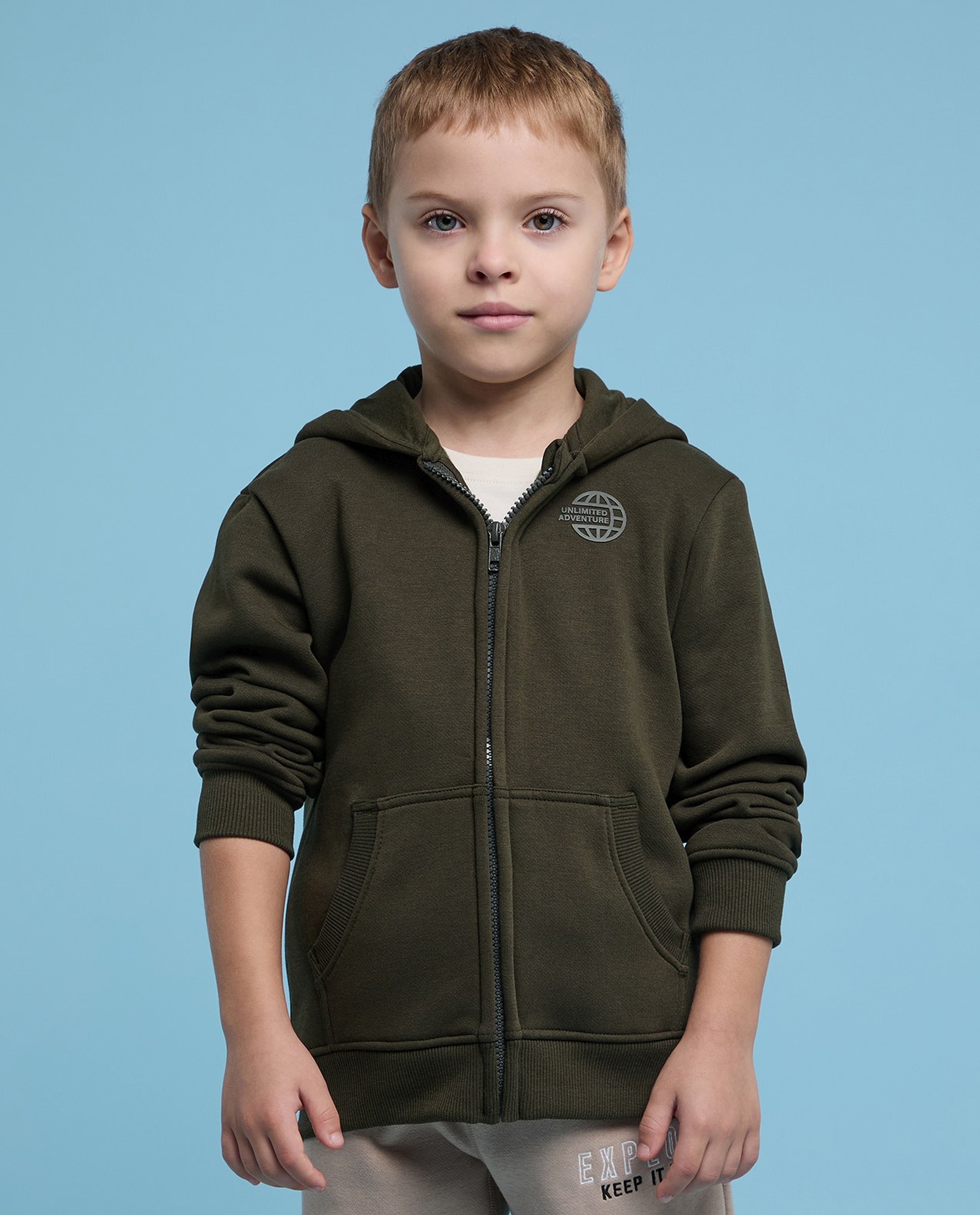 Print Detail Hooded Jacket with Zipper Closure