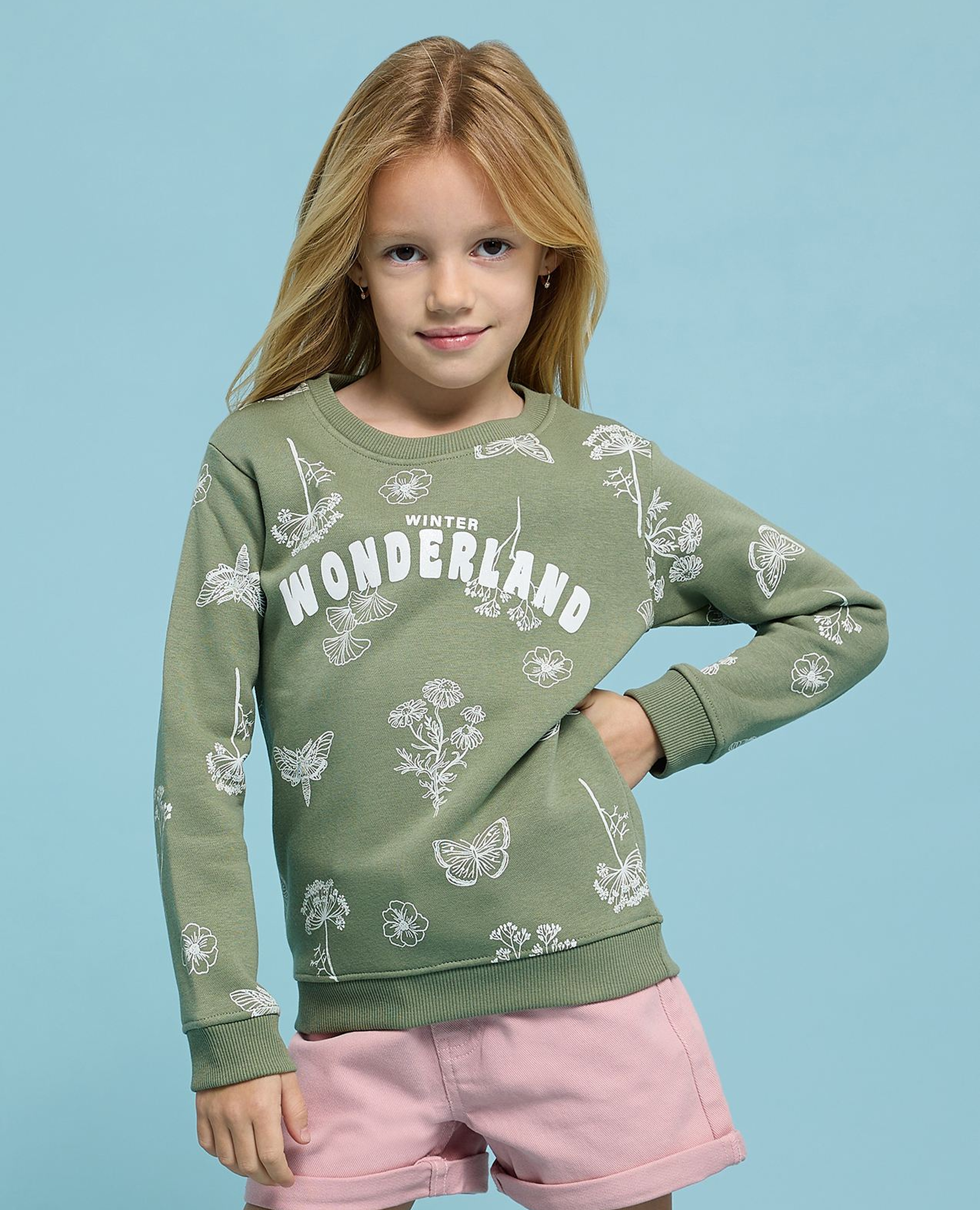 Printed Sweatshirt with Crew Neck and Long Sleeves