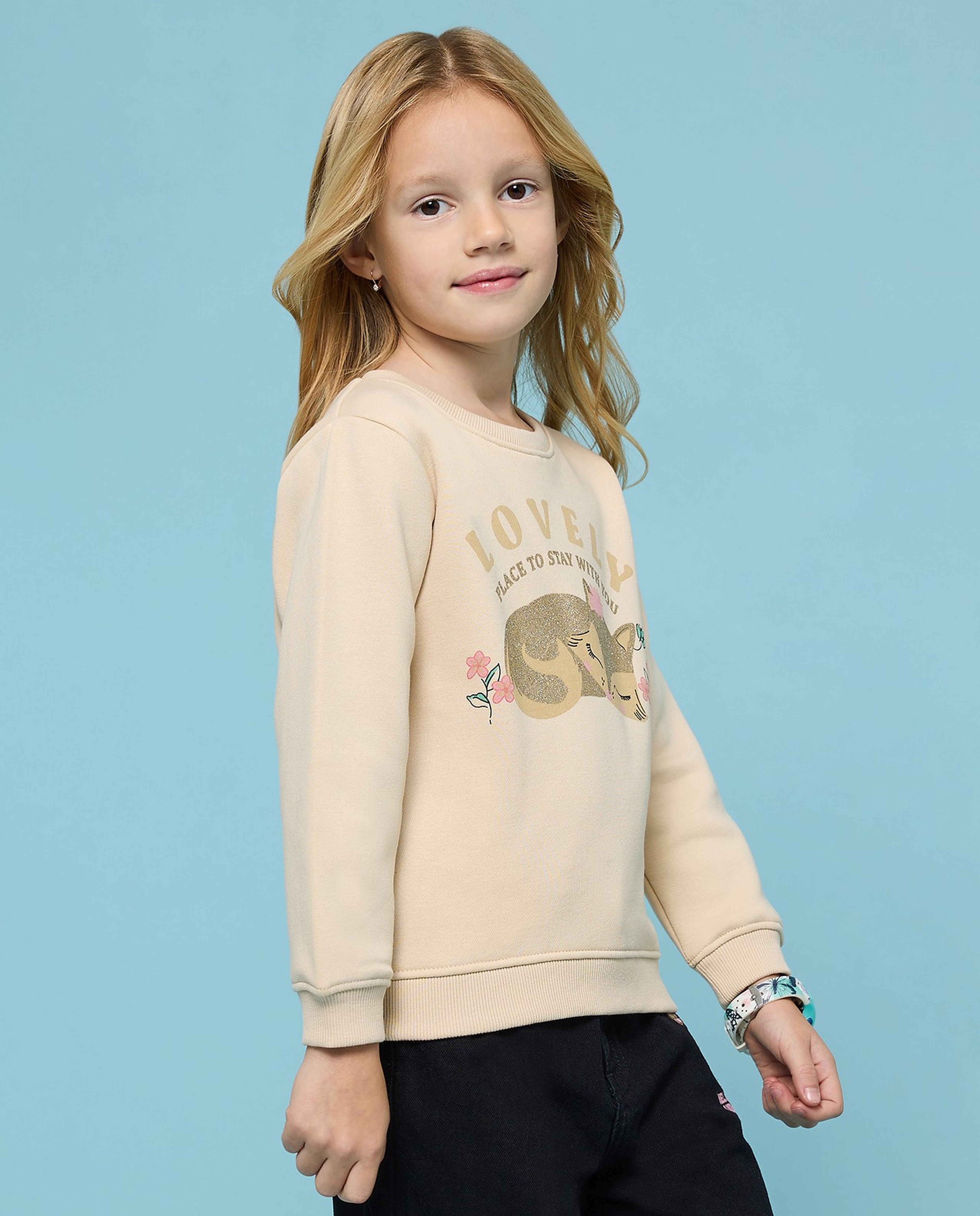 Printed Sweatshirt with Crew Neck and Long Sleeves