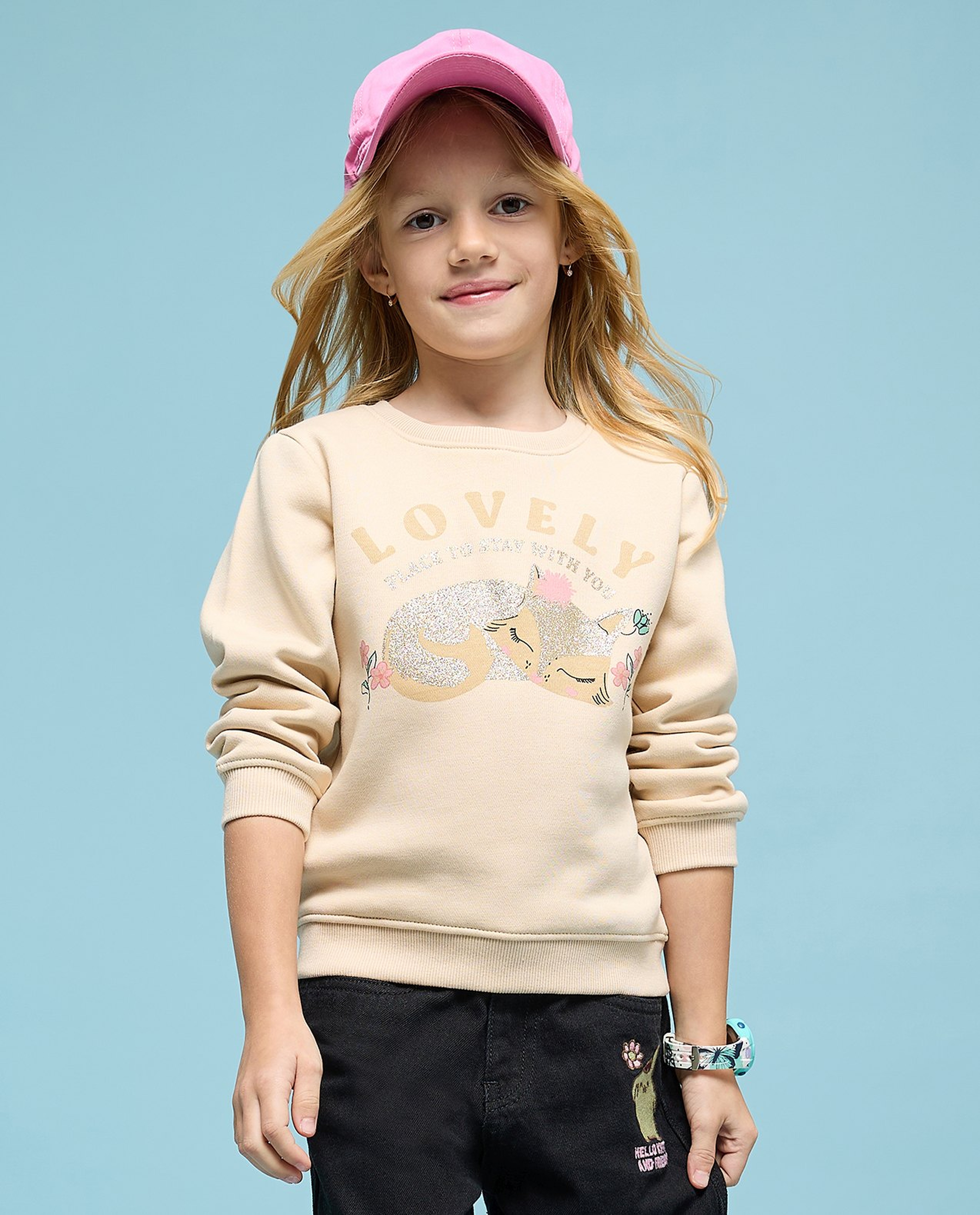 Printed Sweatshirt with Crew Neck and Long Sleeves
