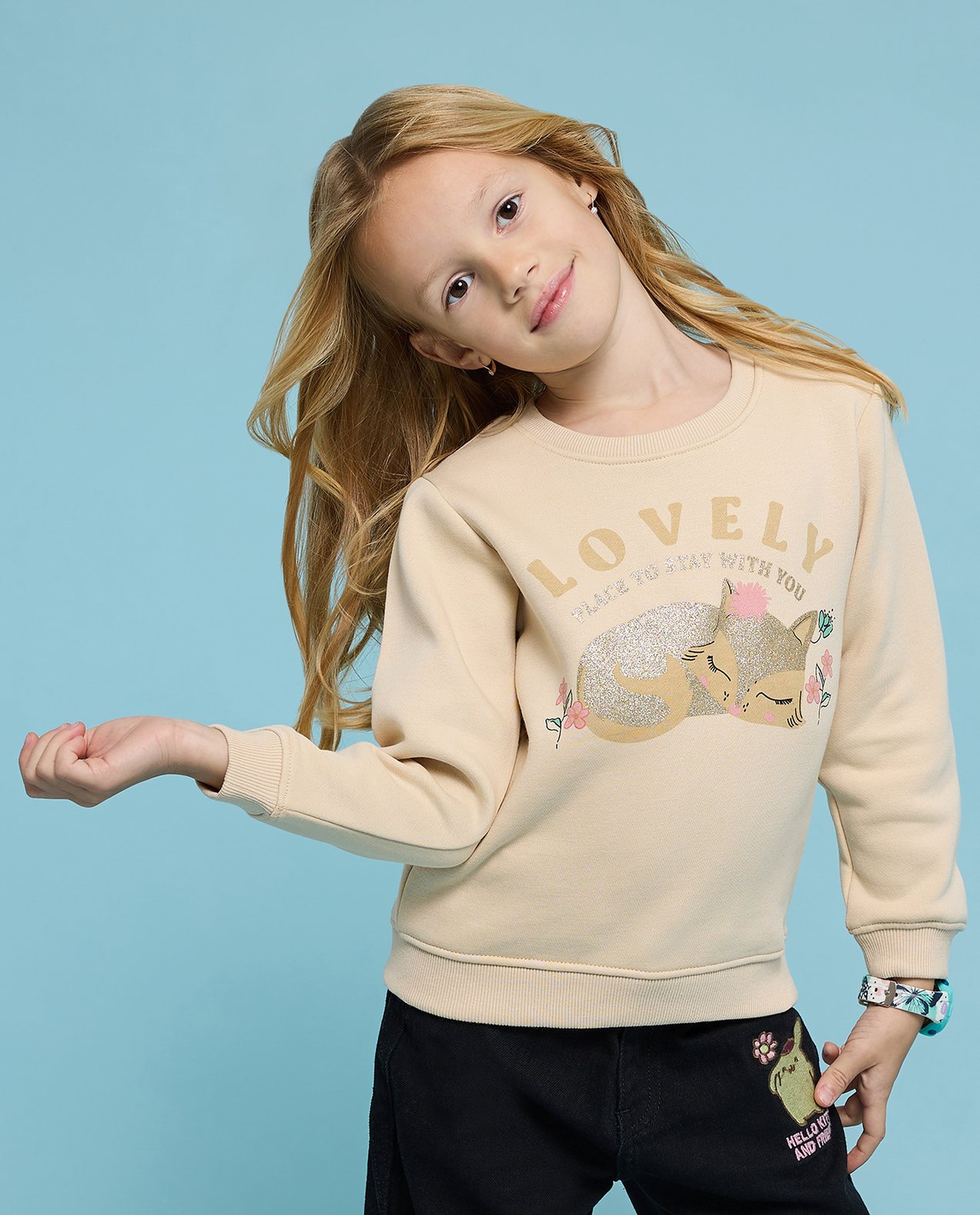 Printed Sweatshirt with Crew Neck and Long Sleeves
