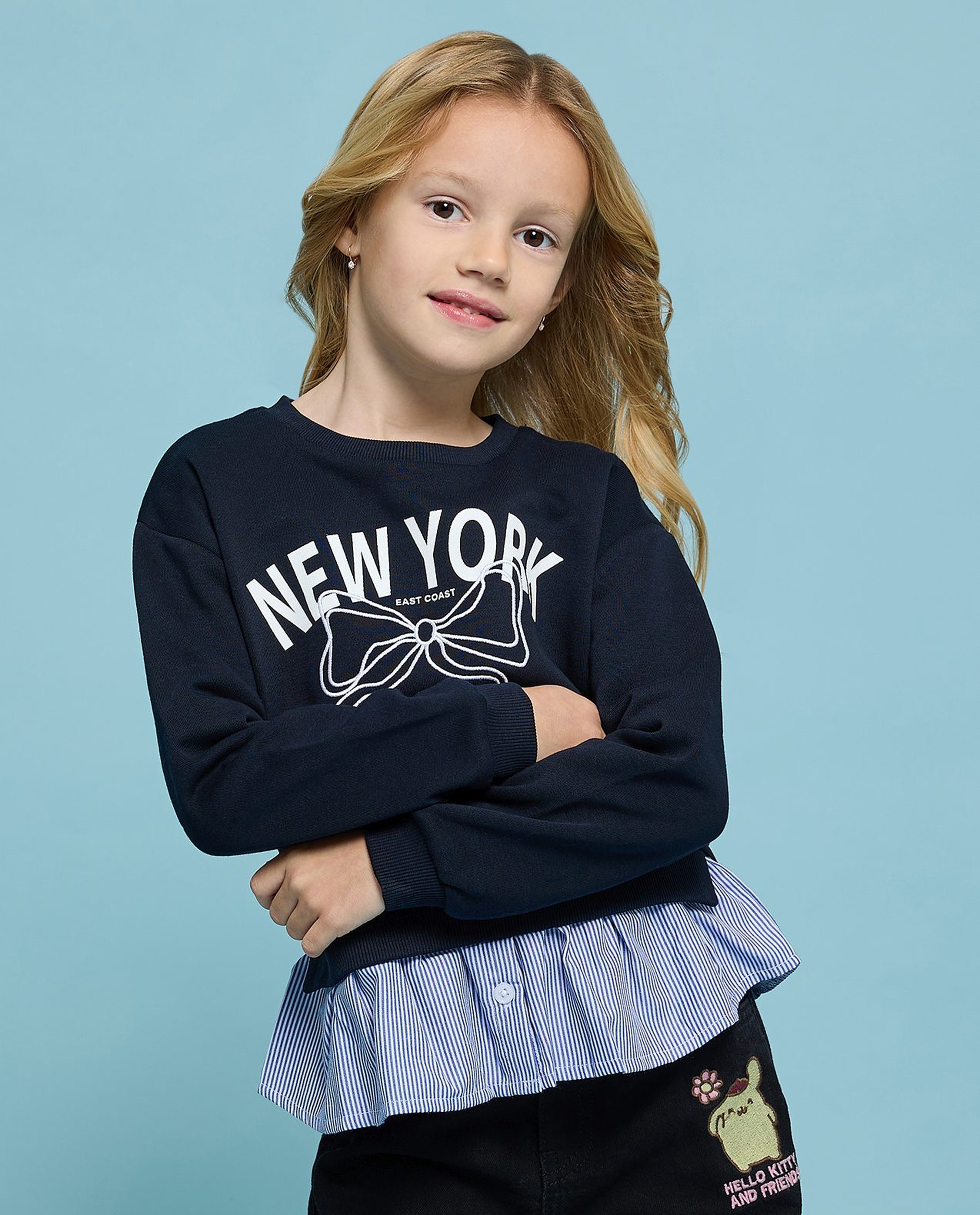 Printed Sweatshirt with Crew Neck and Long Sleeves