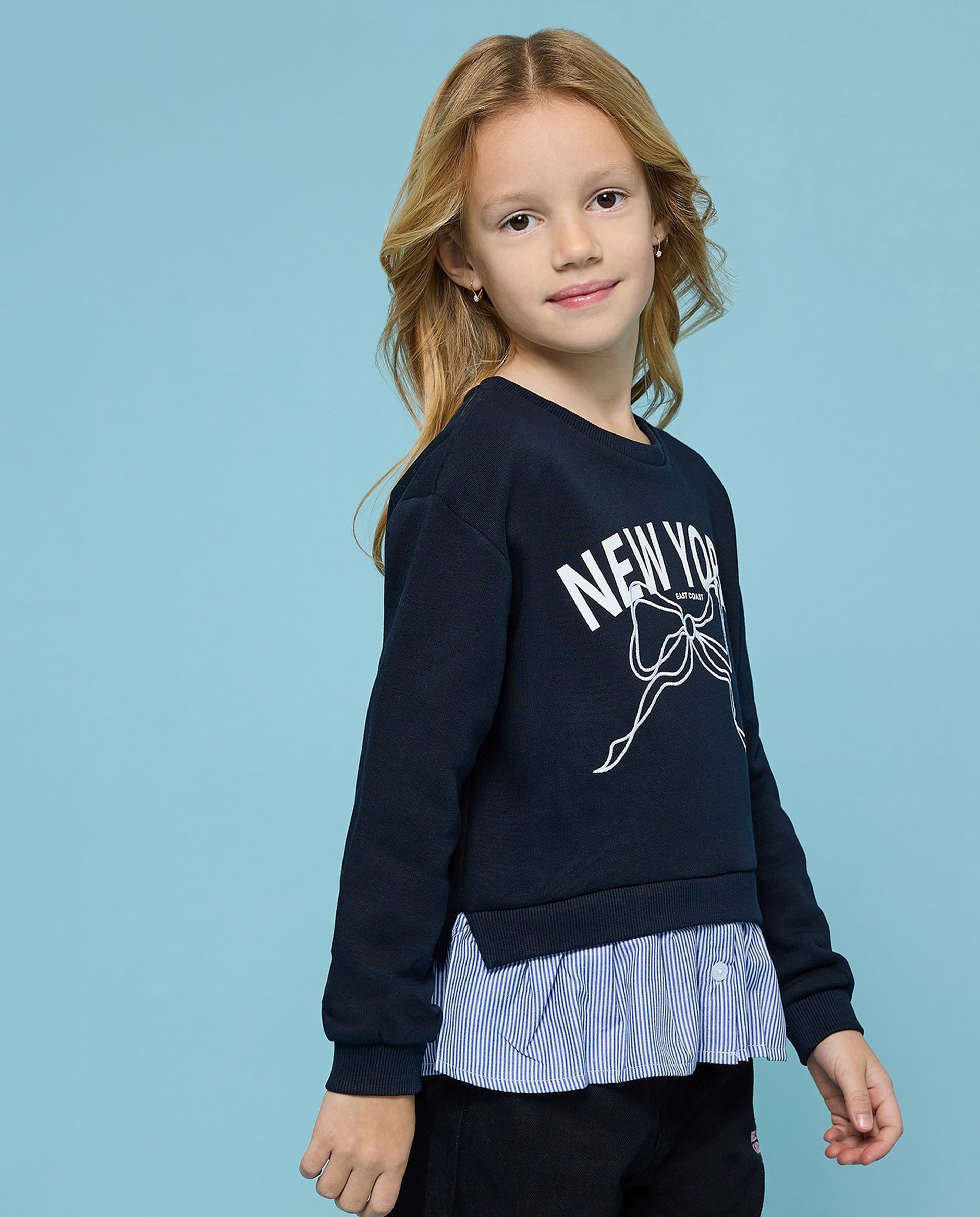 Printed Sweatshirt with Crew Neck and Long Sleeves