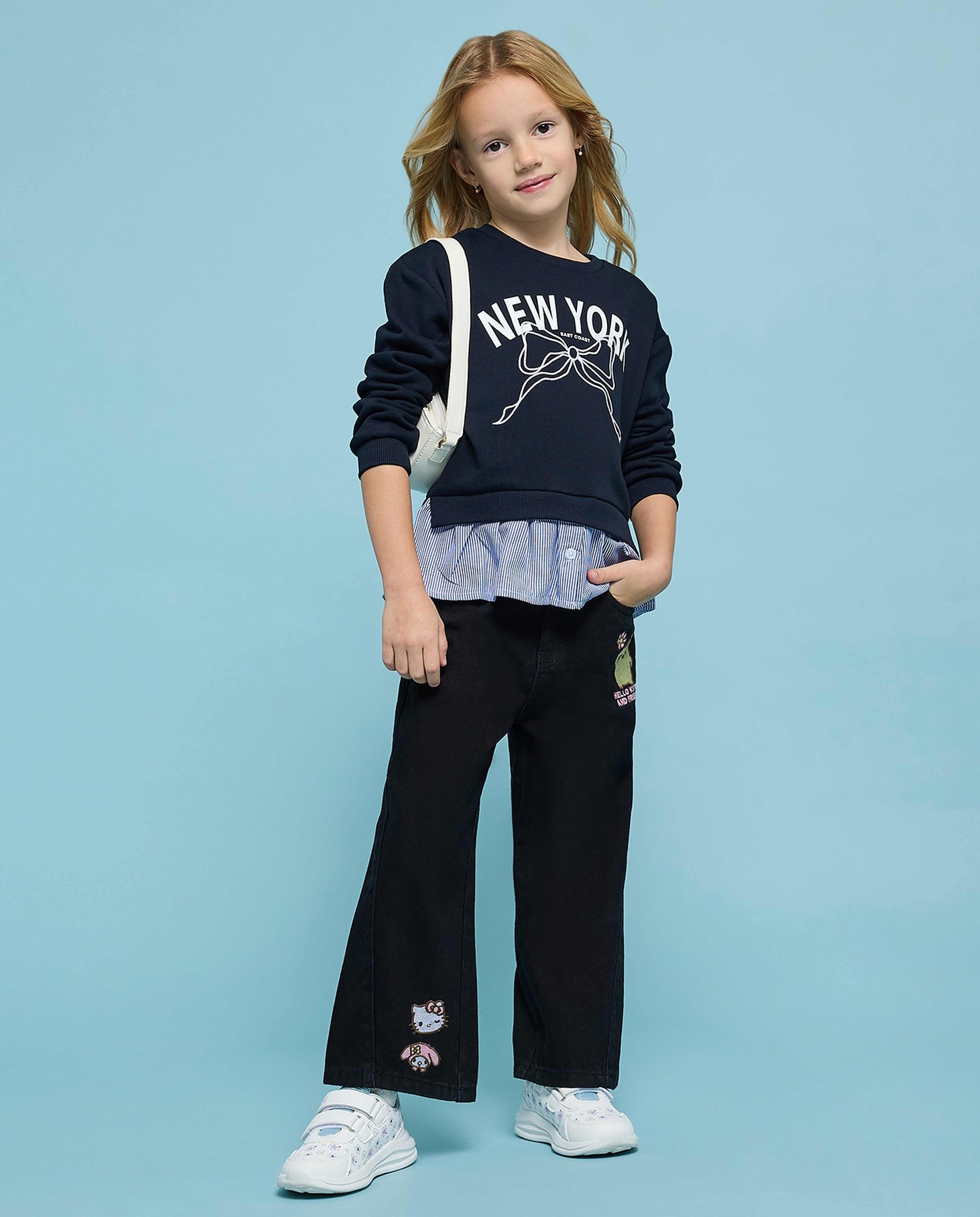 Printed Sweatshirt with Crew Neck and Long Sleeves