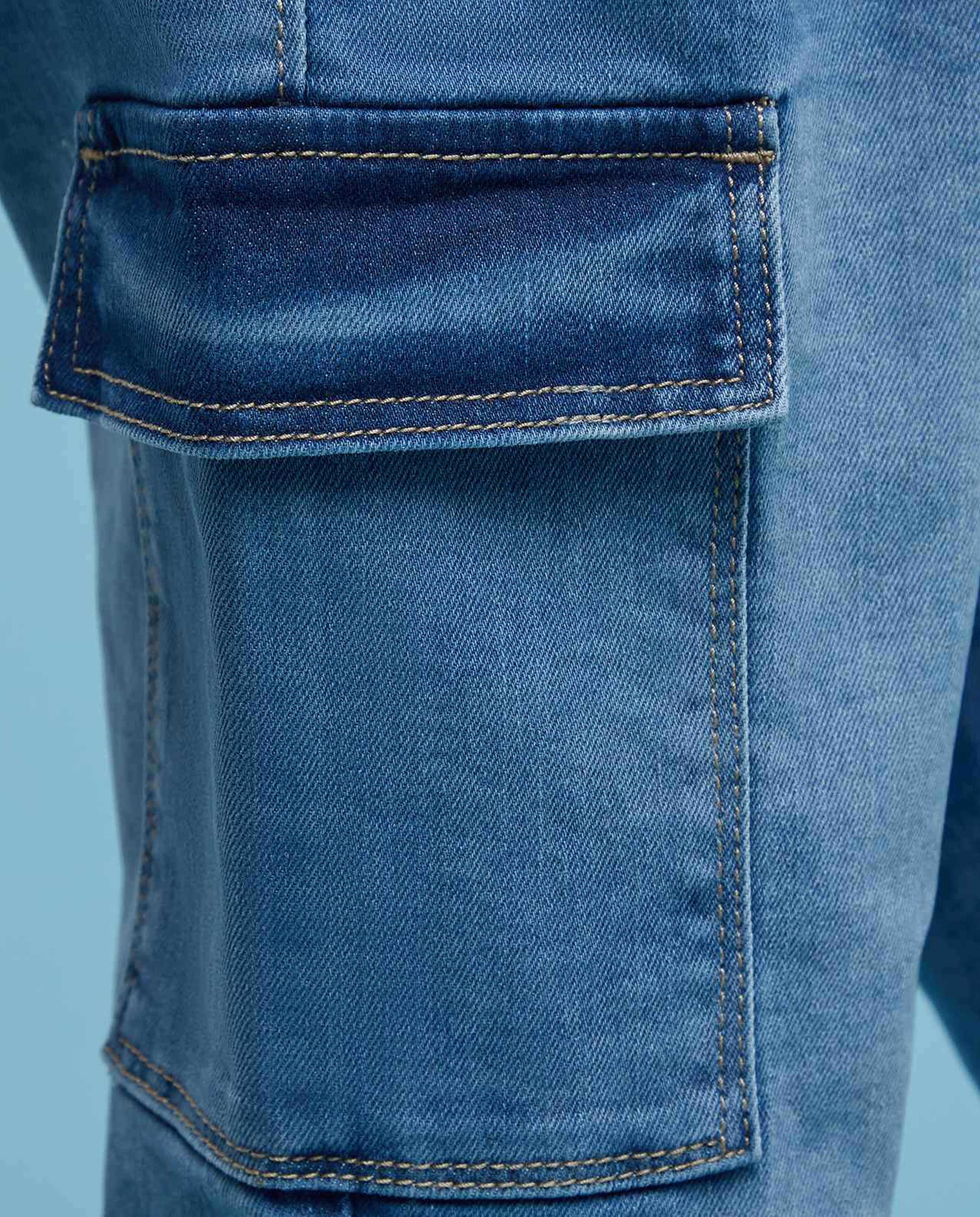 Faded Jogger Jeans with Drawstring Waist