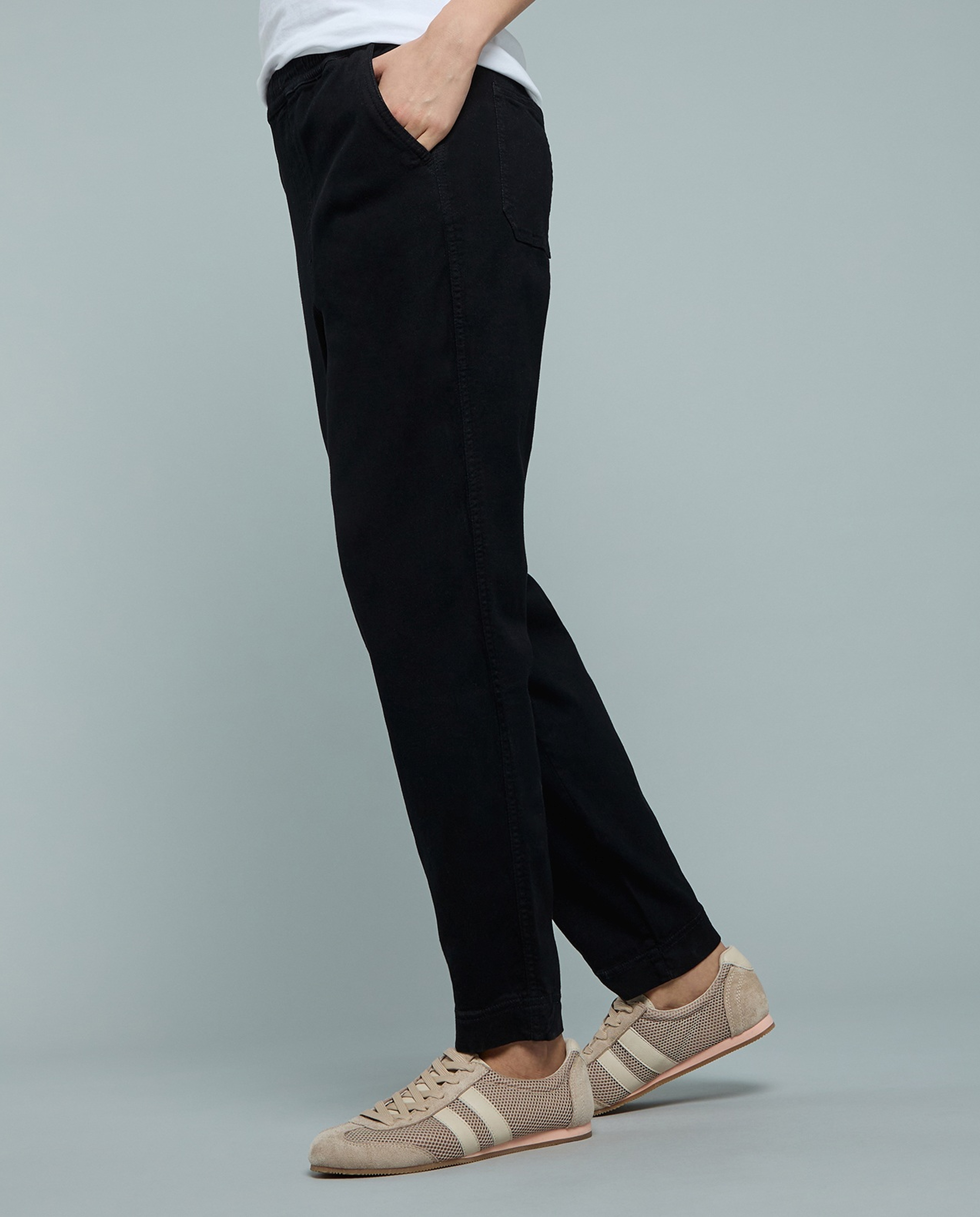 Solid Mom Fit Jeans with Elastic Waist