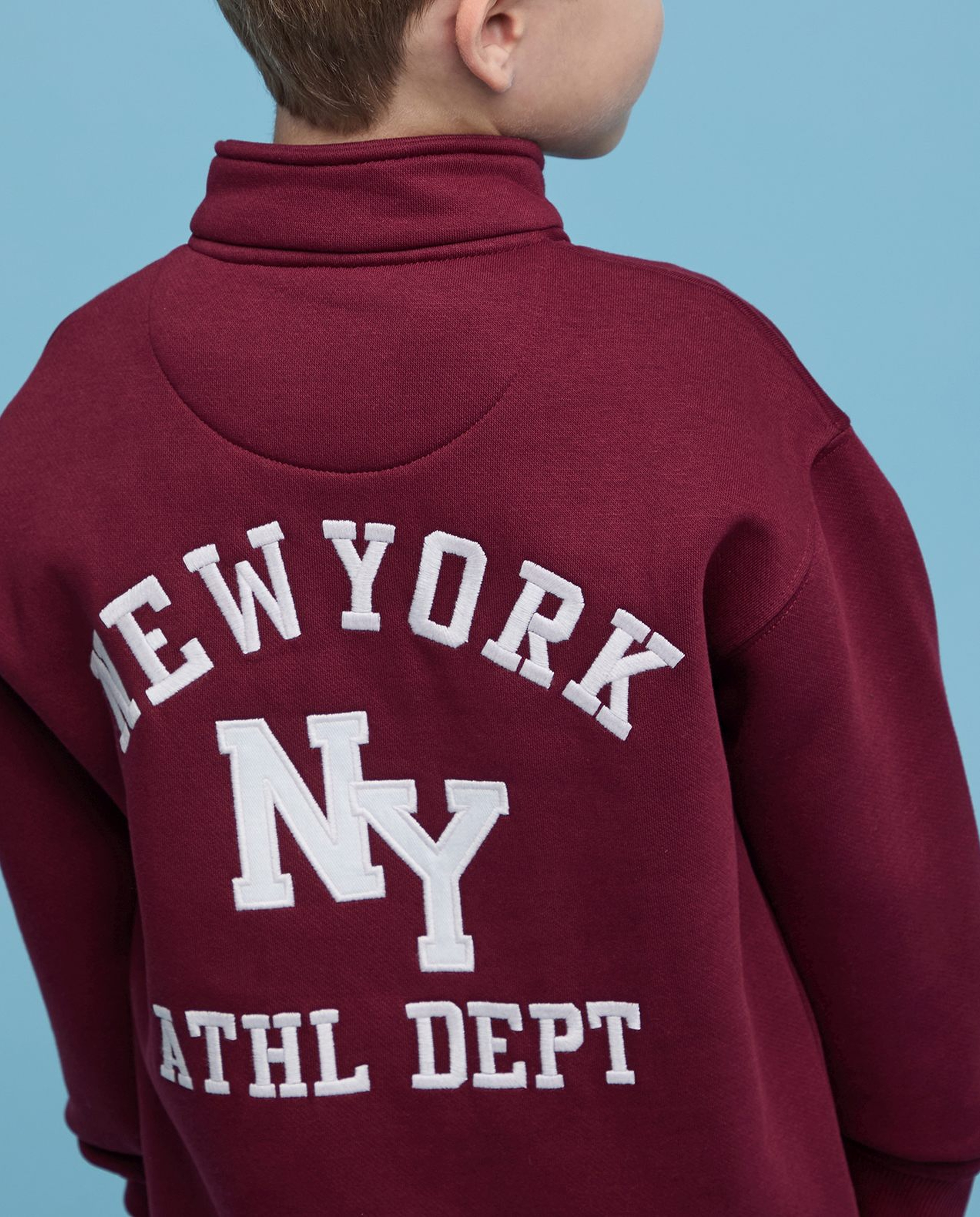 Embroidered Sweatshirt with High Neck and Long Sleeves