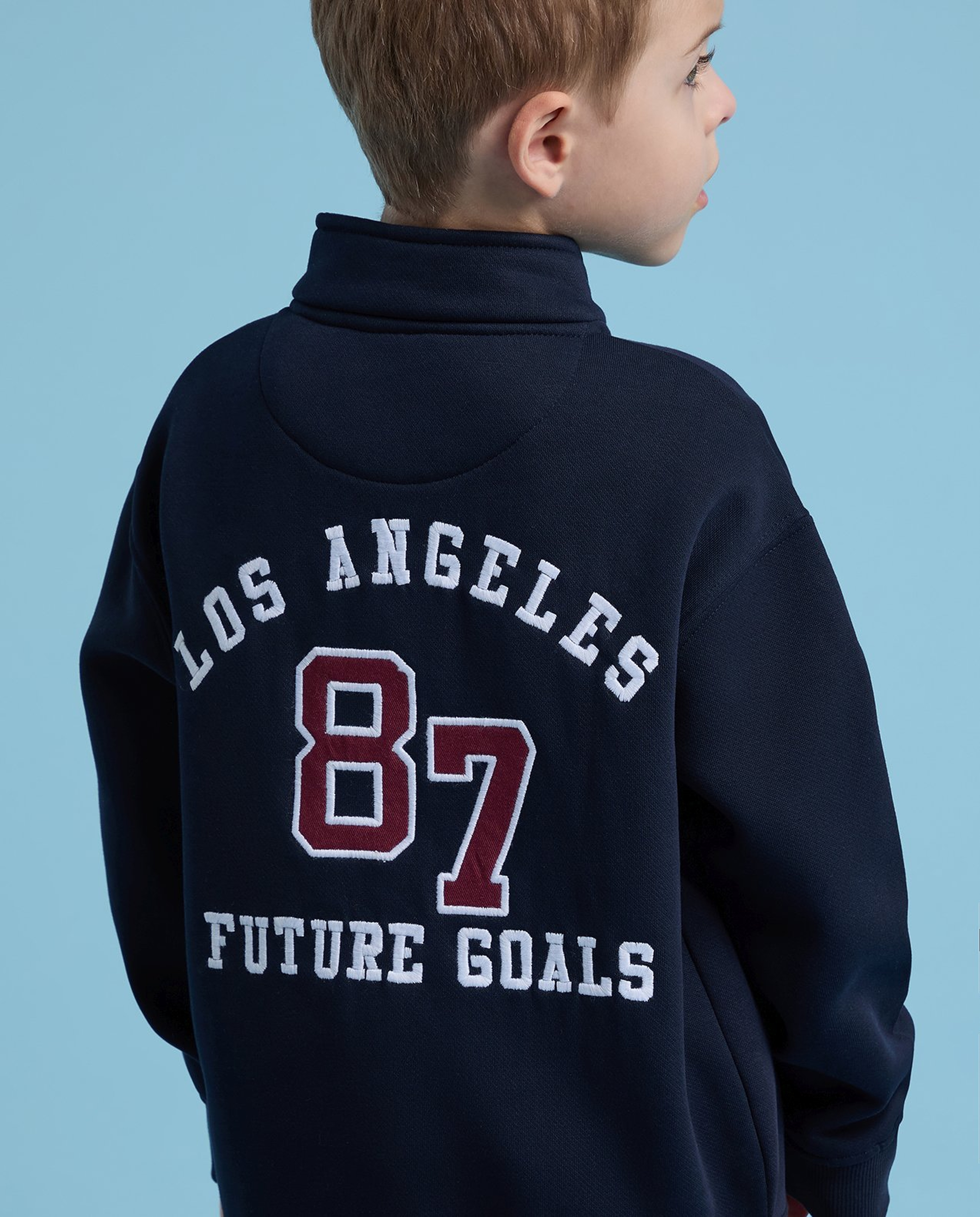 Embroidered Sweatshirt with High Neck and Long Sleeves