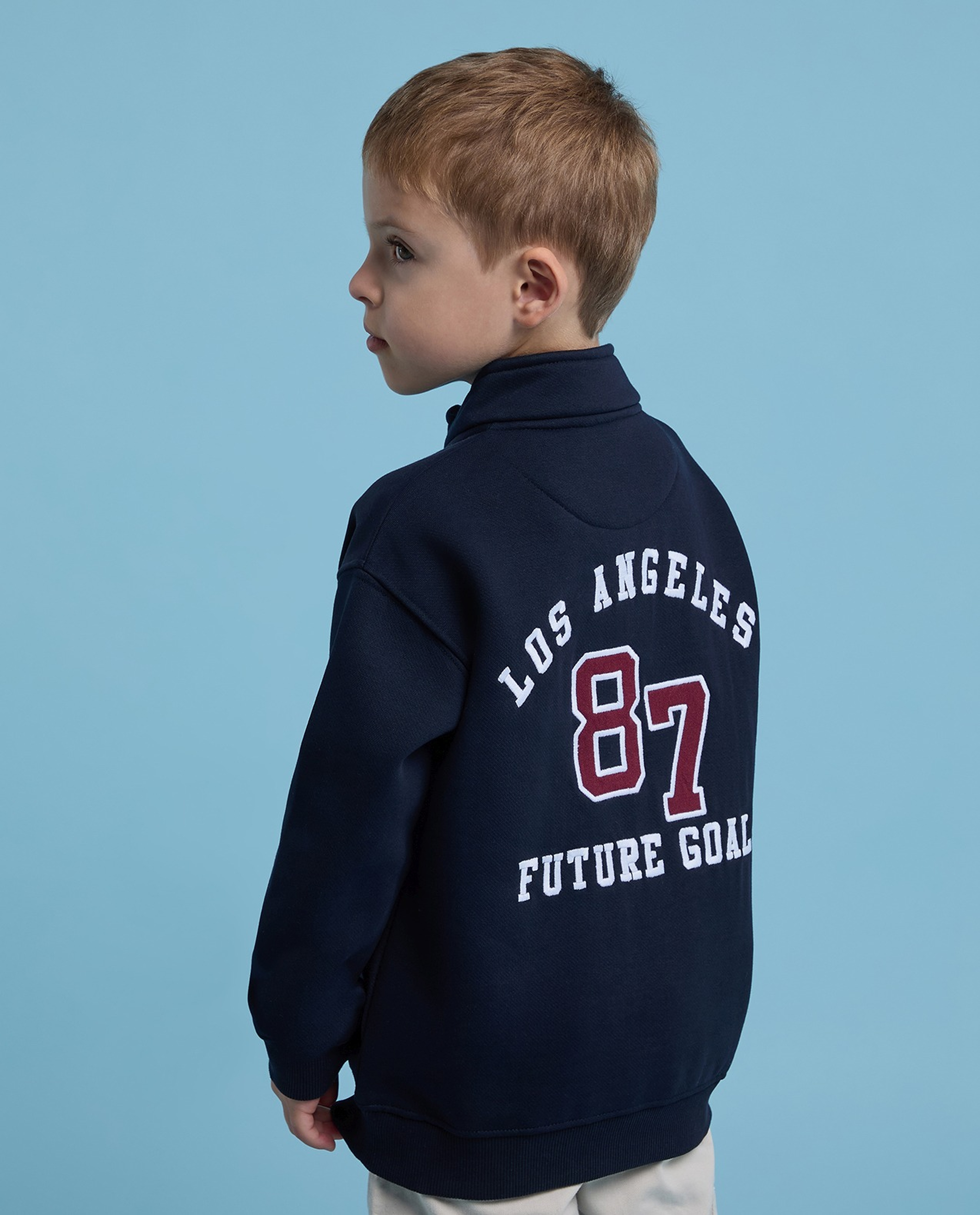 Embroidered Sweatshirt with High Neck and Long Sleeves