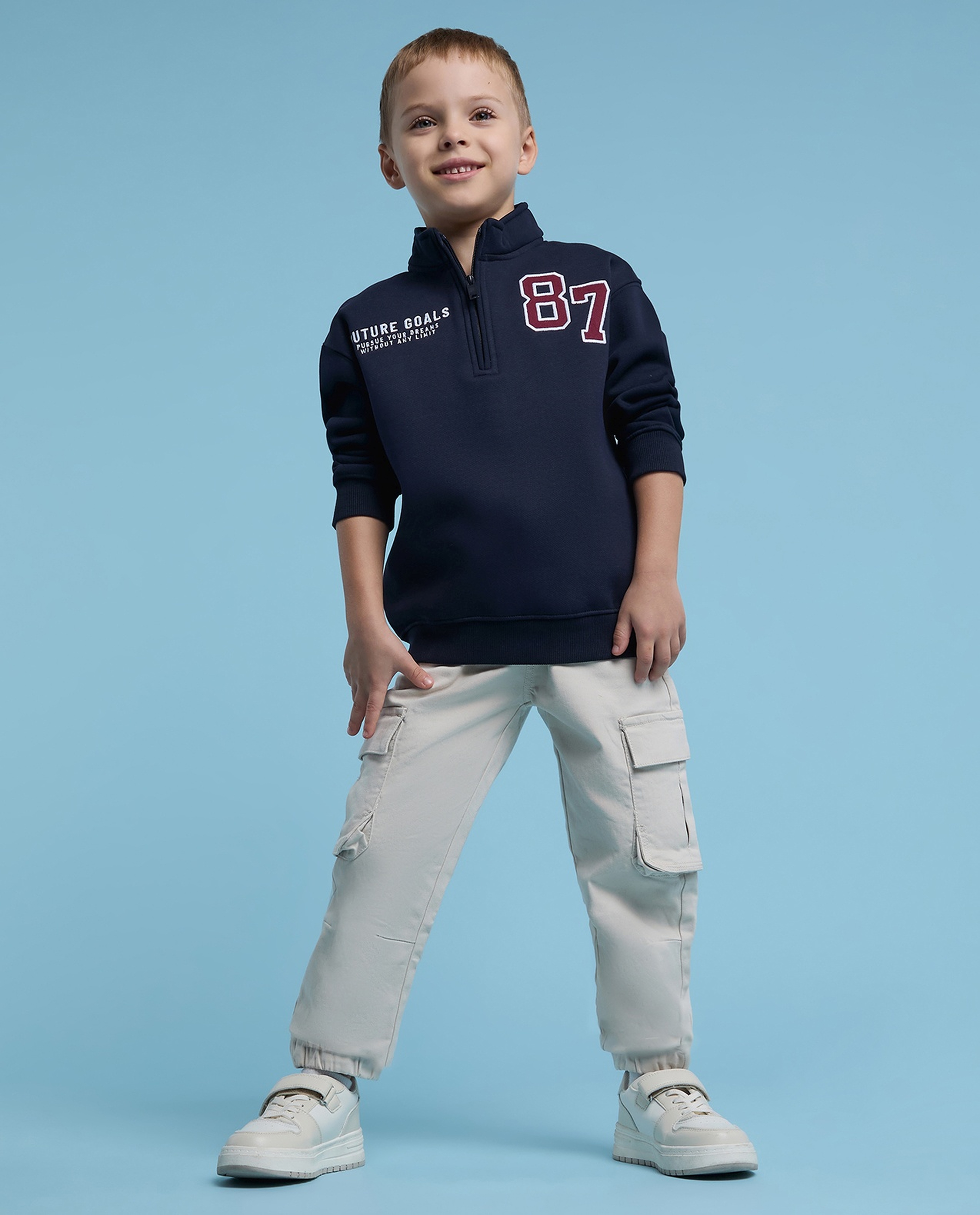 Embroidered Sweatshirt with High Neck and Long Sleeves