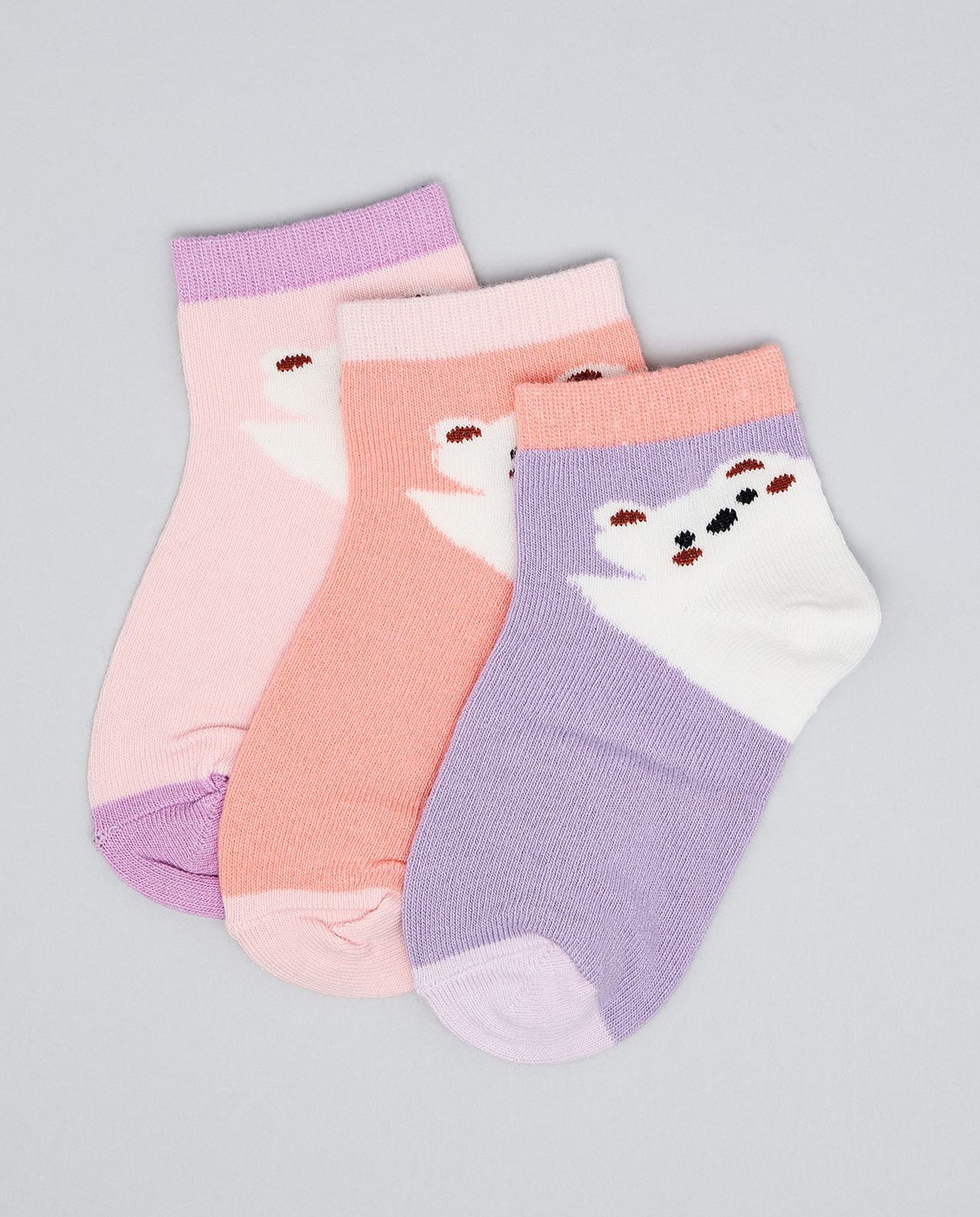 3 Pack Printed Ankle Socks
