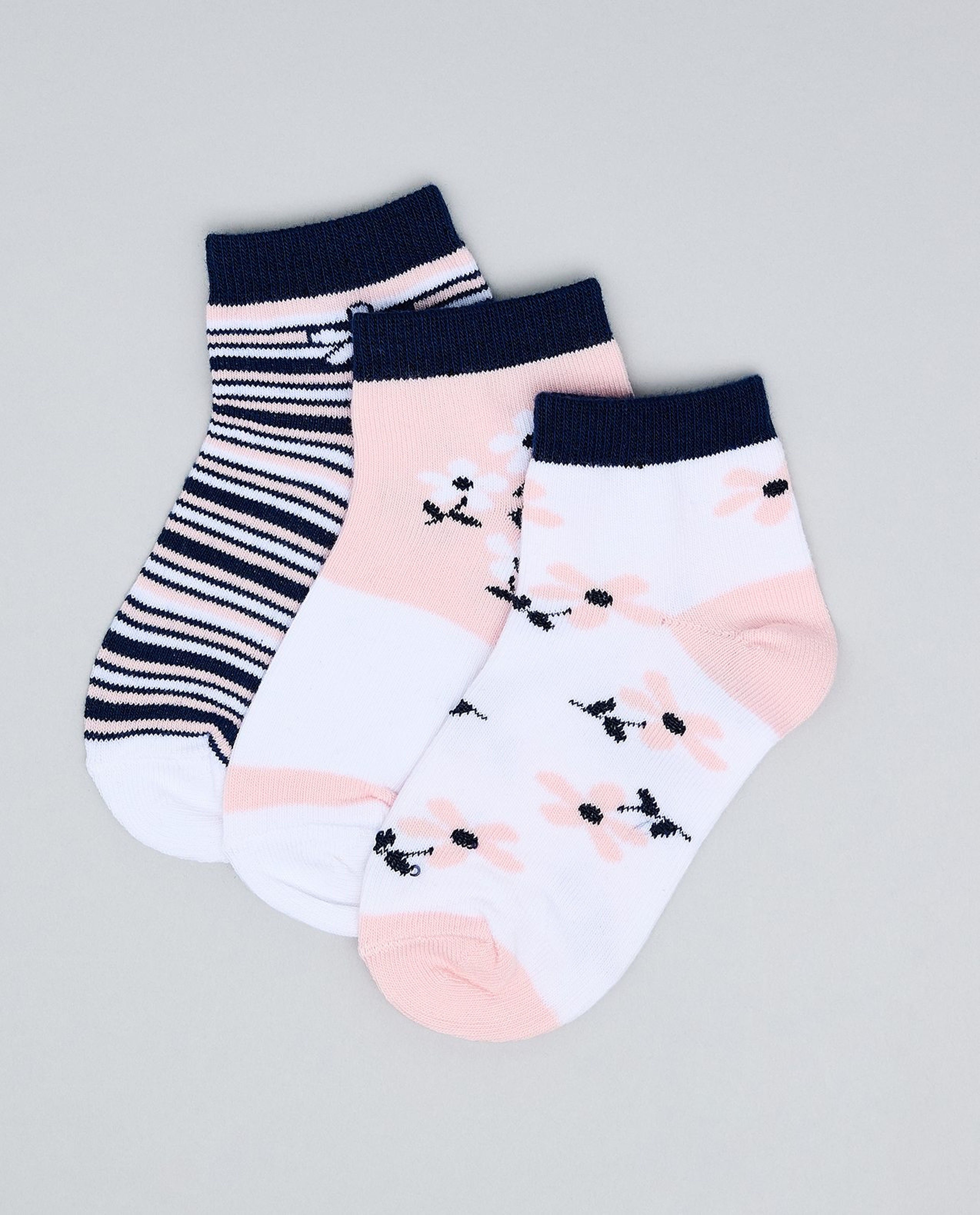 3 Pack Printed Ankle Socks