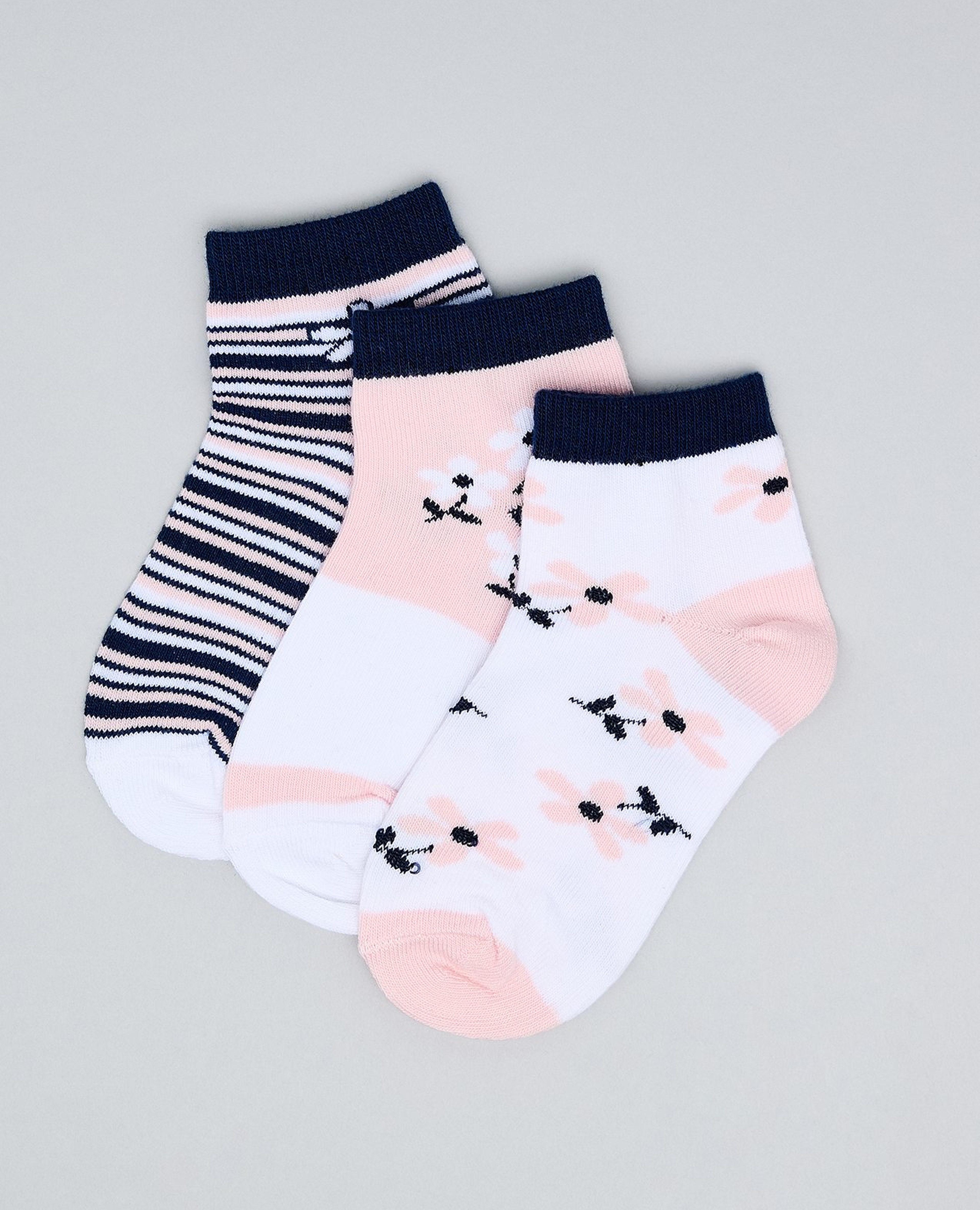3 Pack Printed Ankle Socks