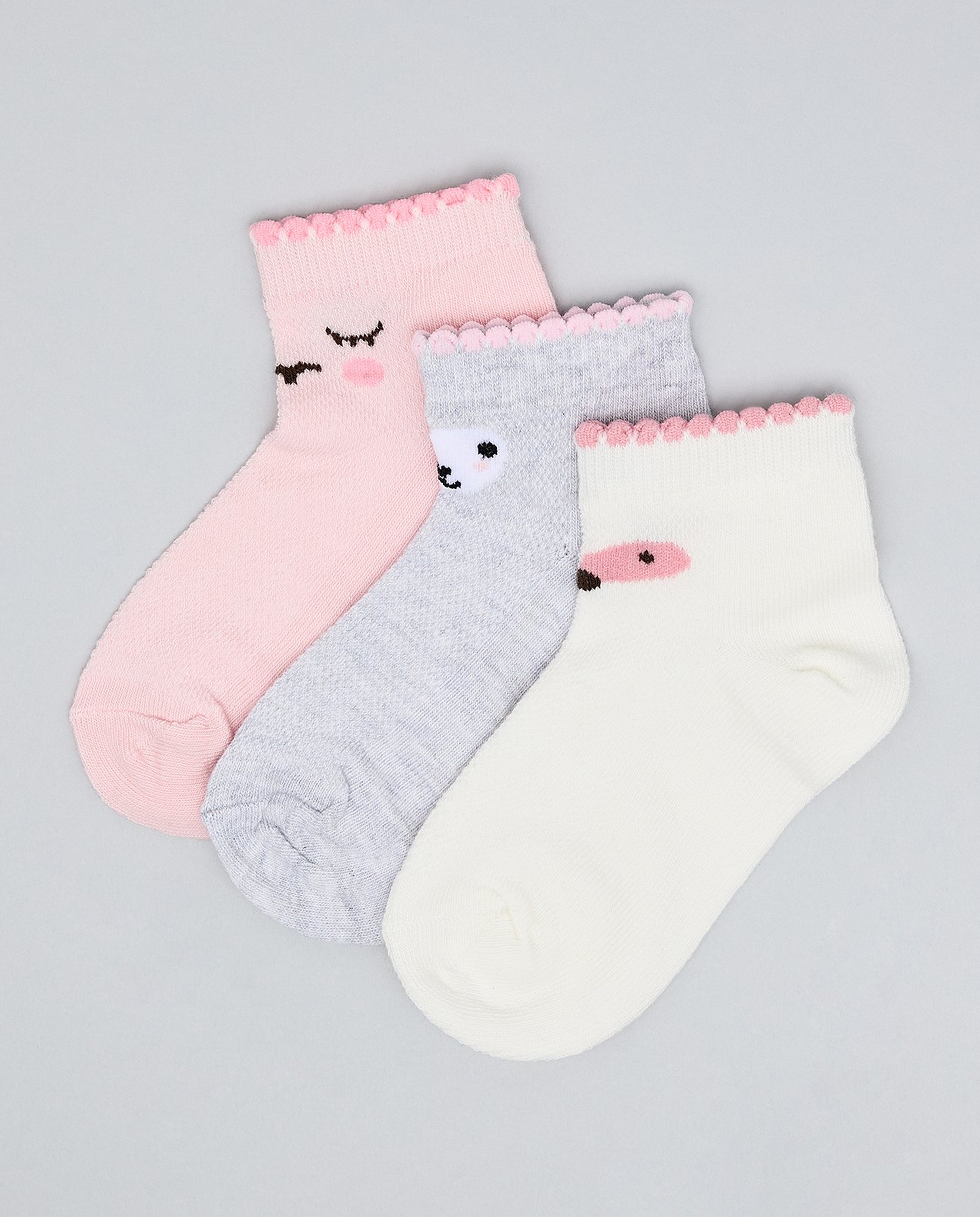 3 Pack Printed Ankle Socks