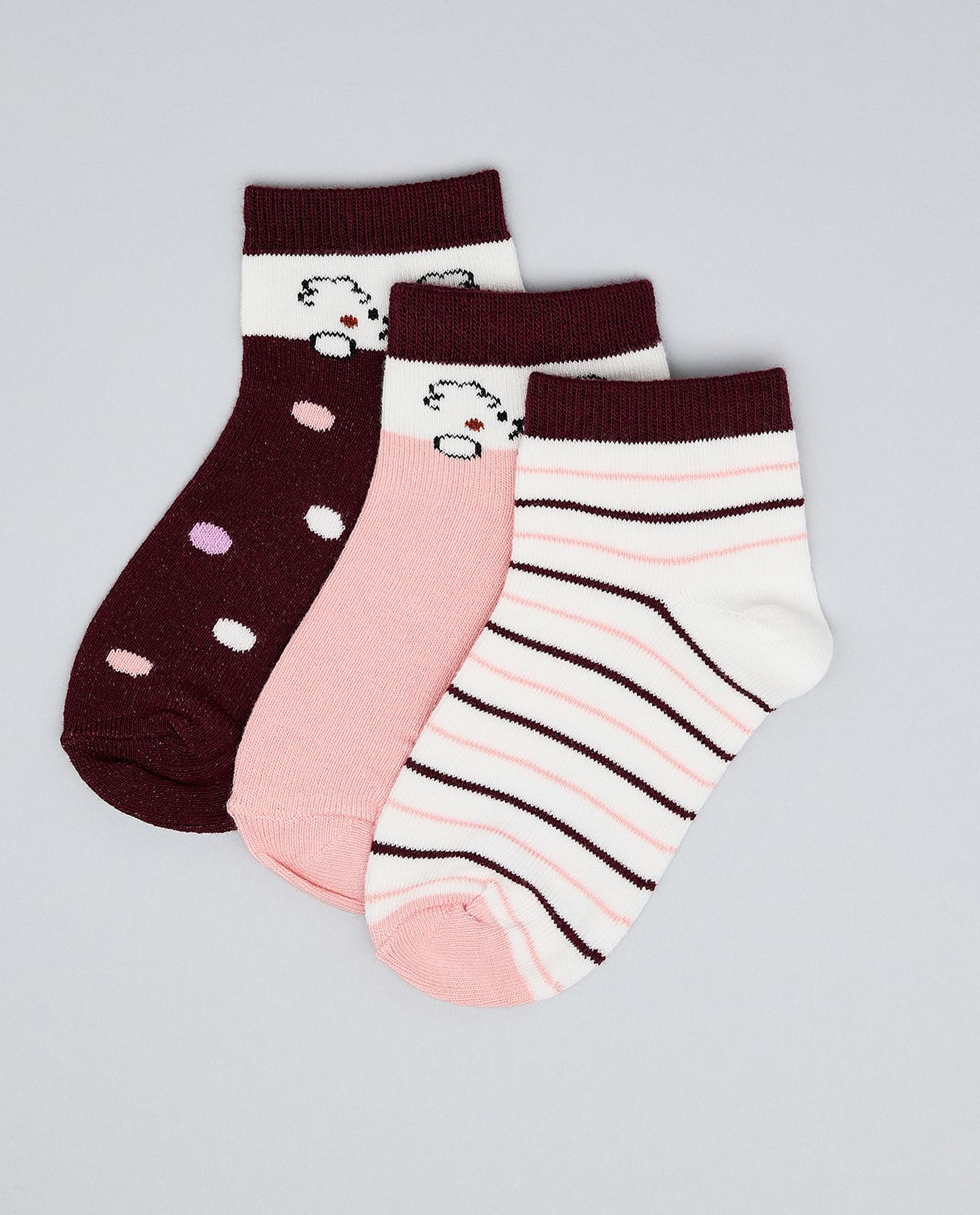 3 Pack Printed Ankle Socks