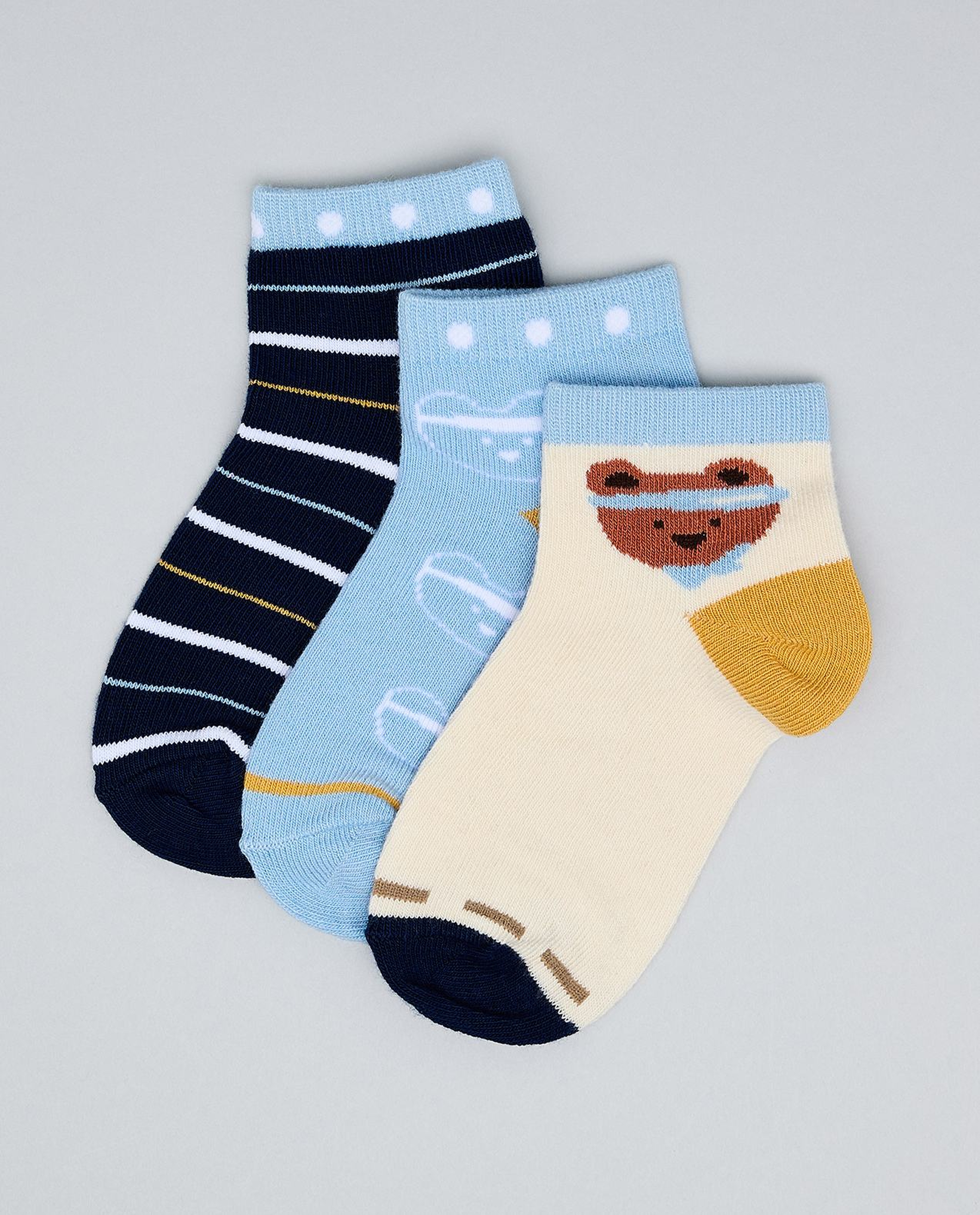 3 Pack Printed Ankle Socks