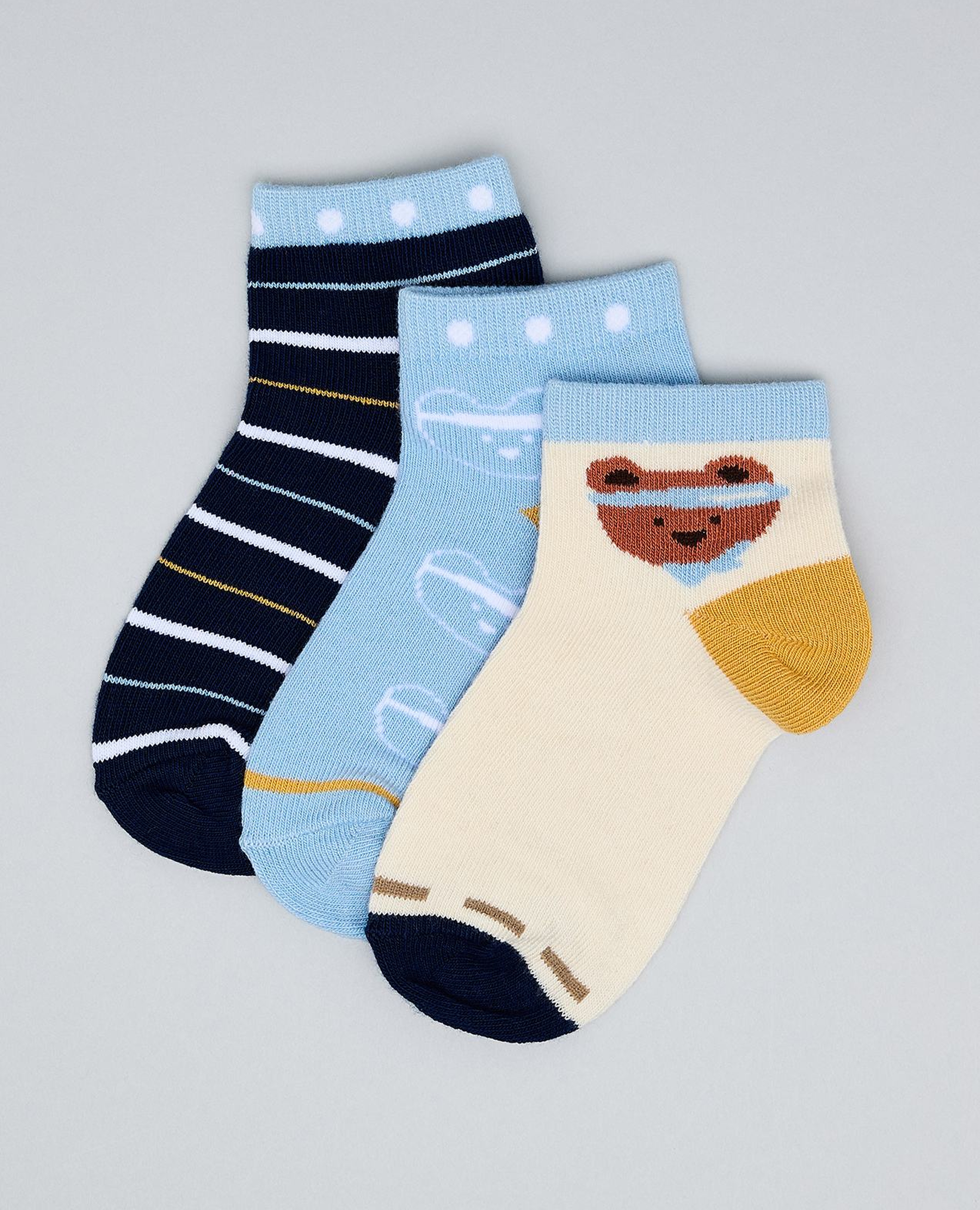 3 Pack Printed Ankle Socks