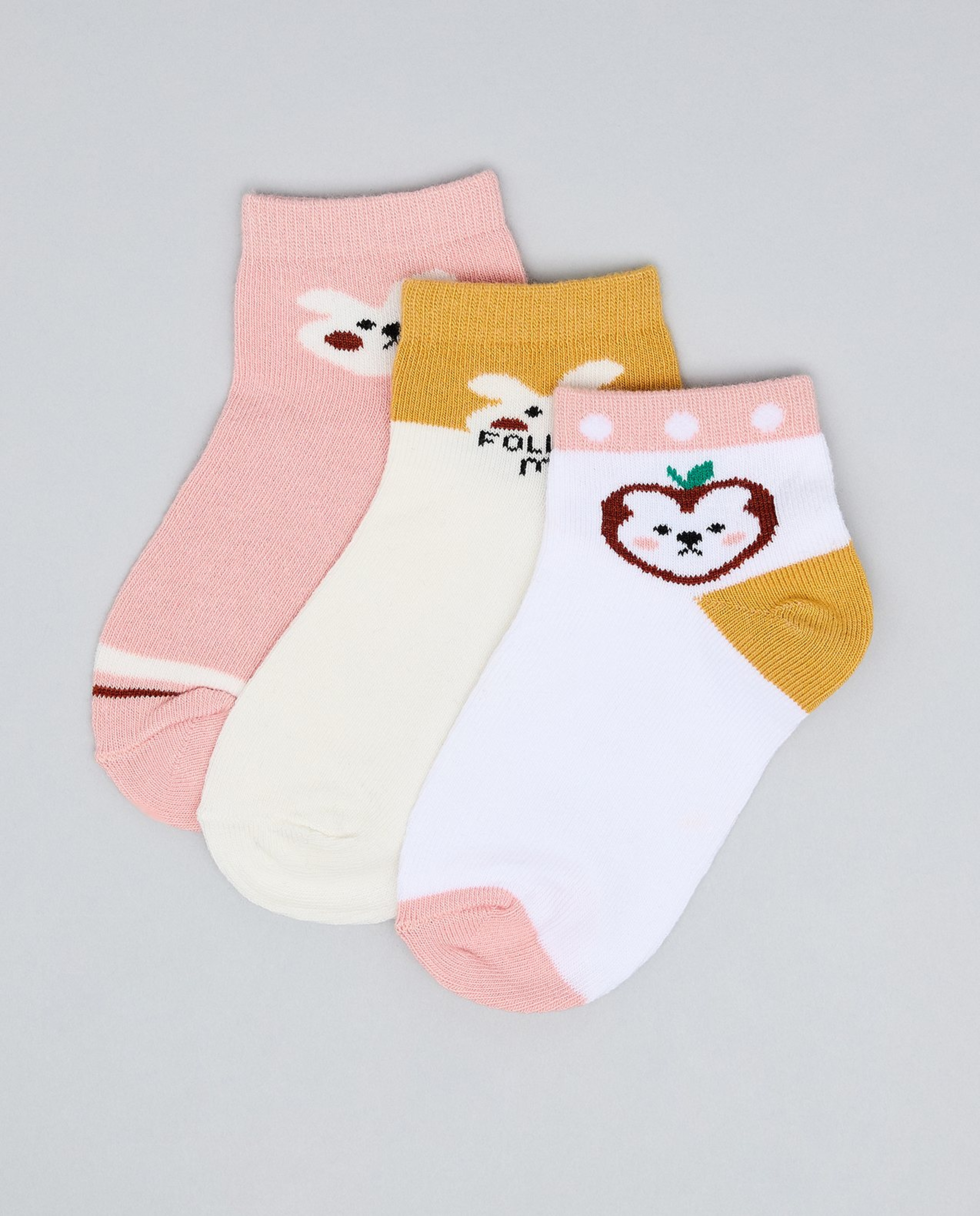 3 Pack Printed Ankle Socks