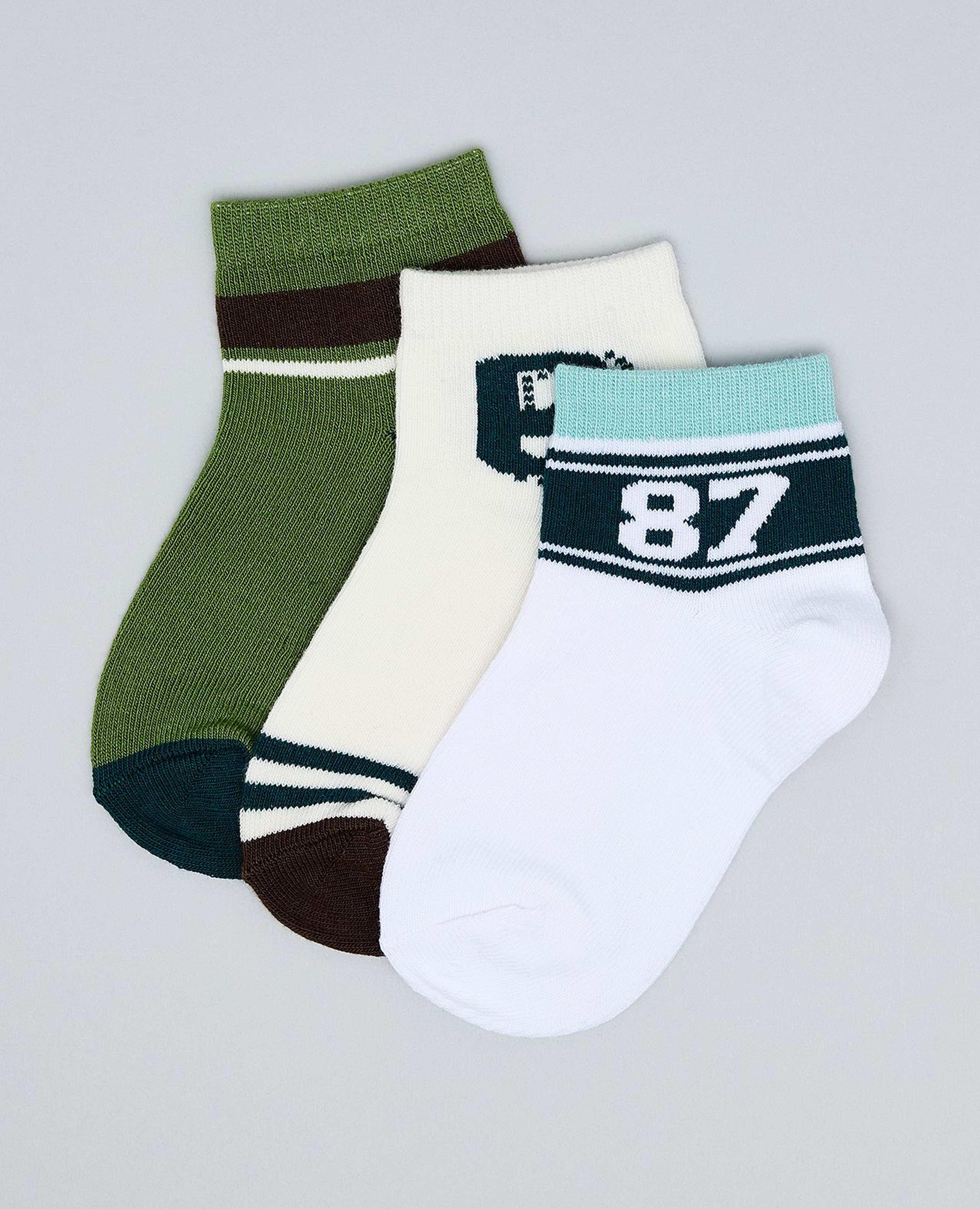3 Pack Printed Ankle Socks