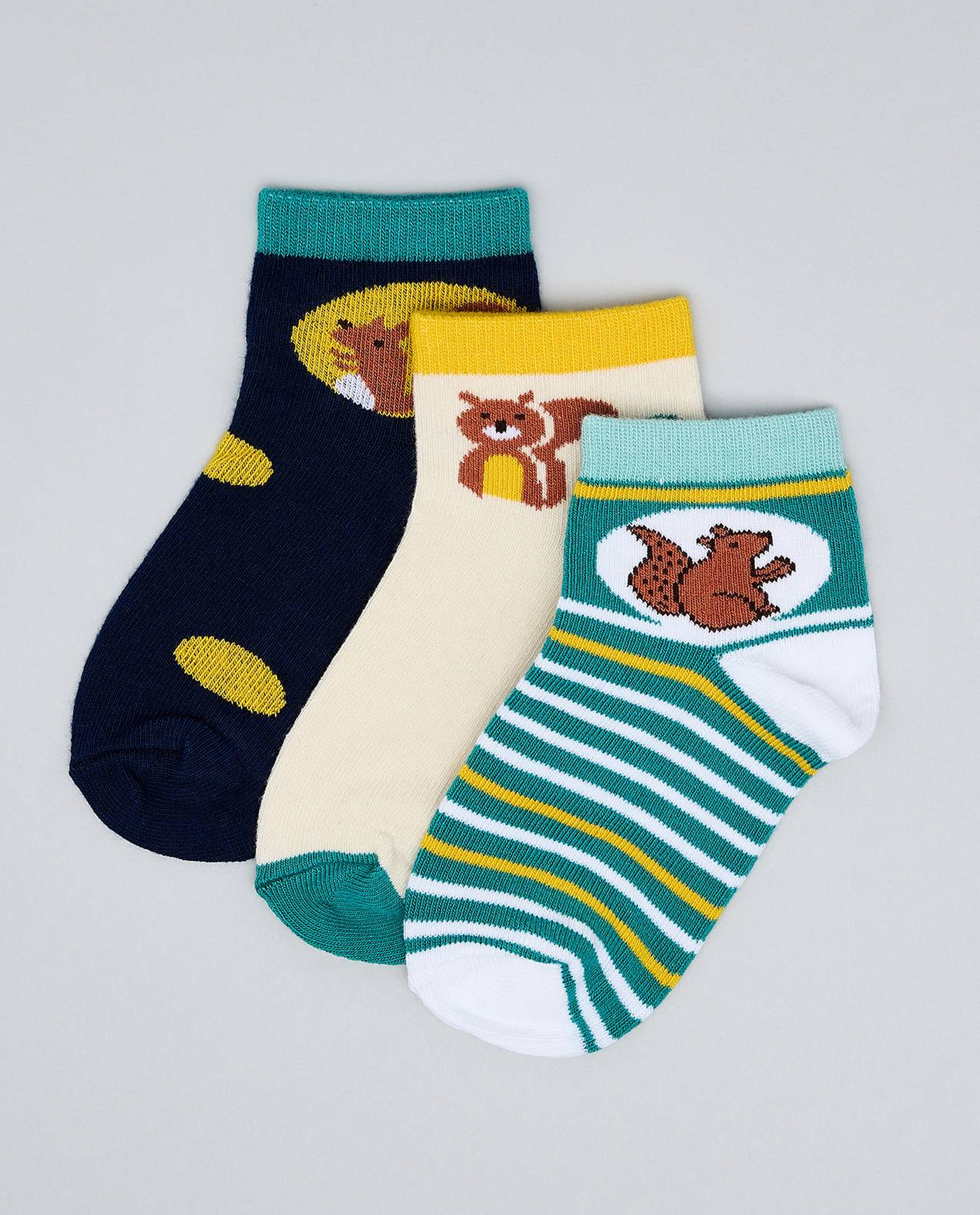 3 Pack Printed Ankle Socks