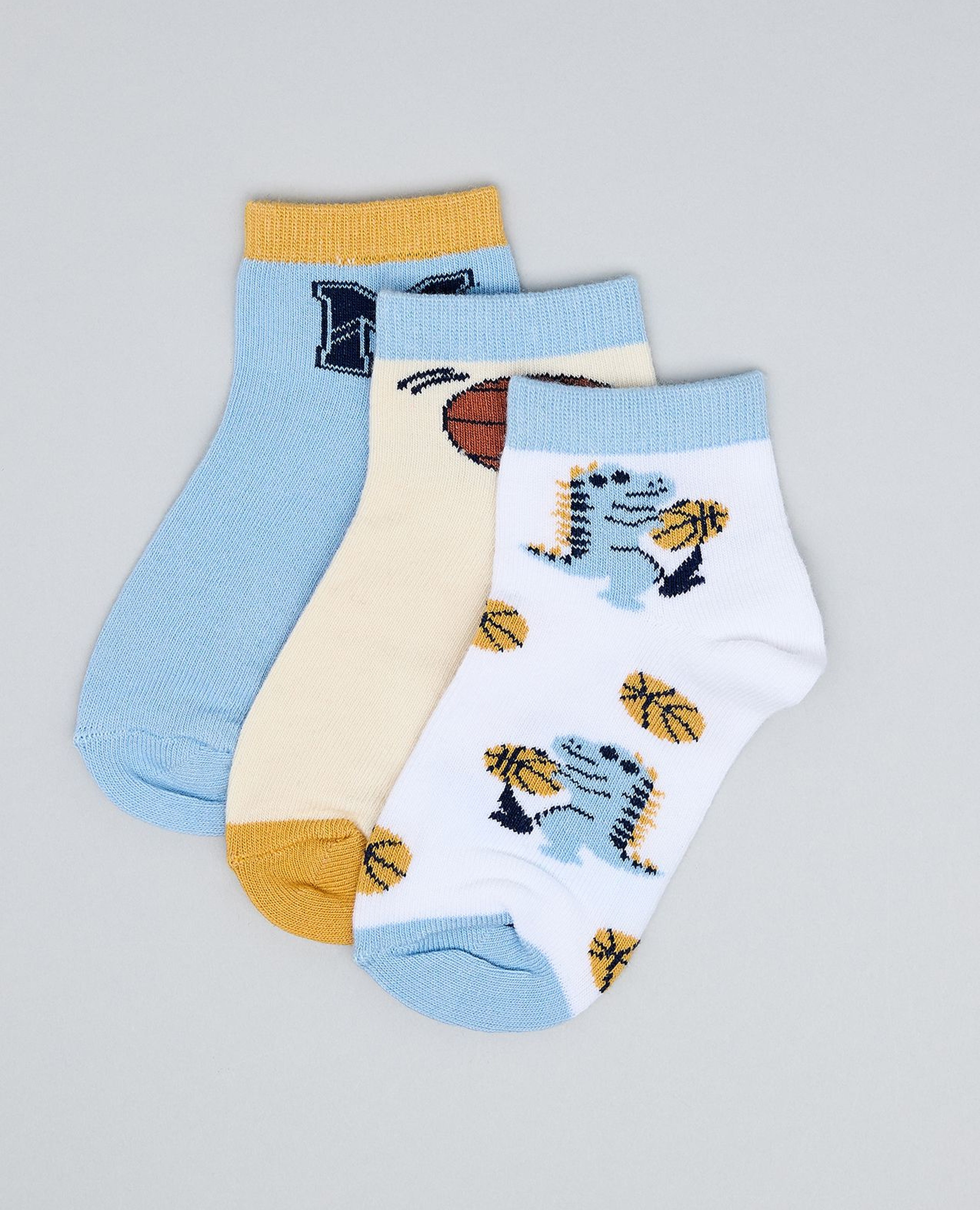 3 Pack Printed Ankle Socks