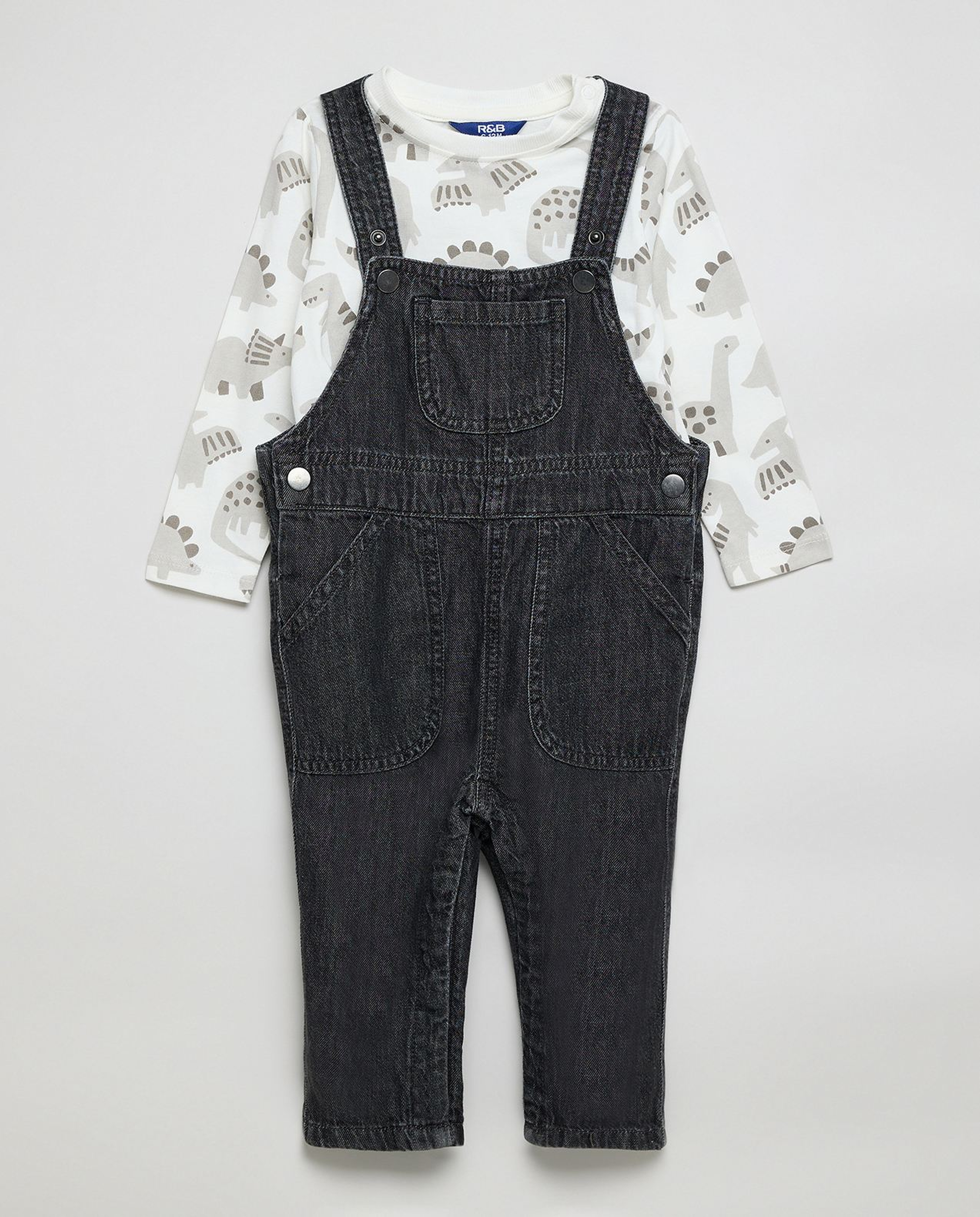Printed T-Shirt and Dungaree Set