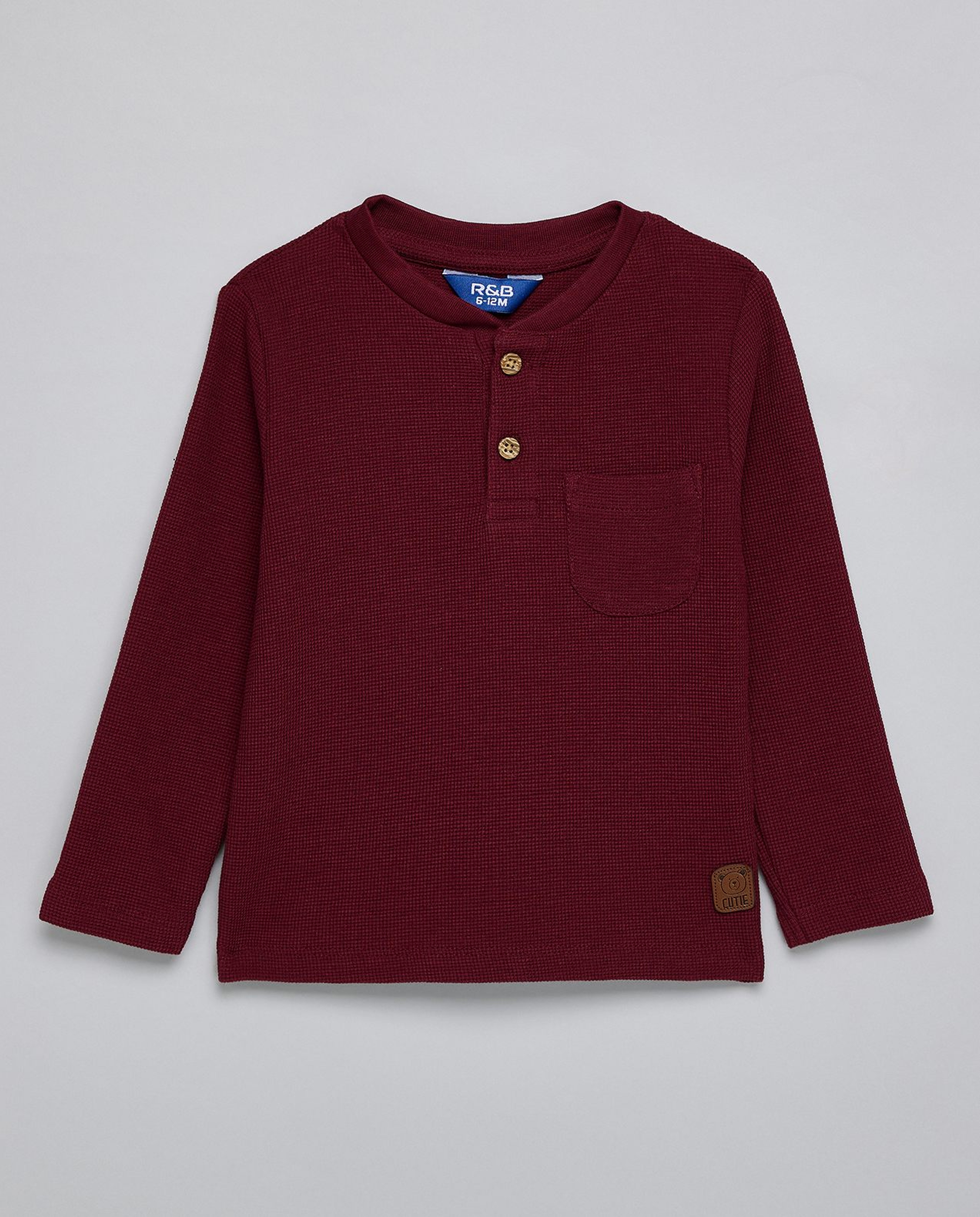 2 Pack Textured T-Shirts with Long Sleeves