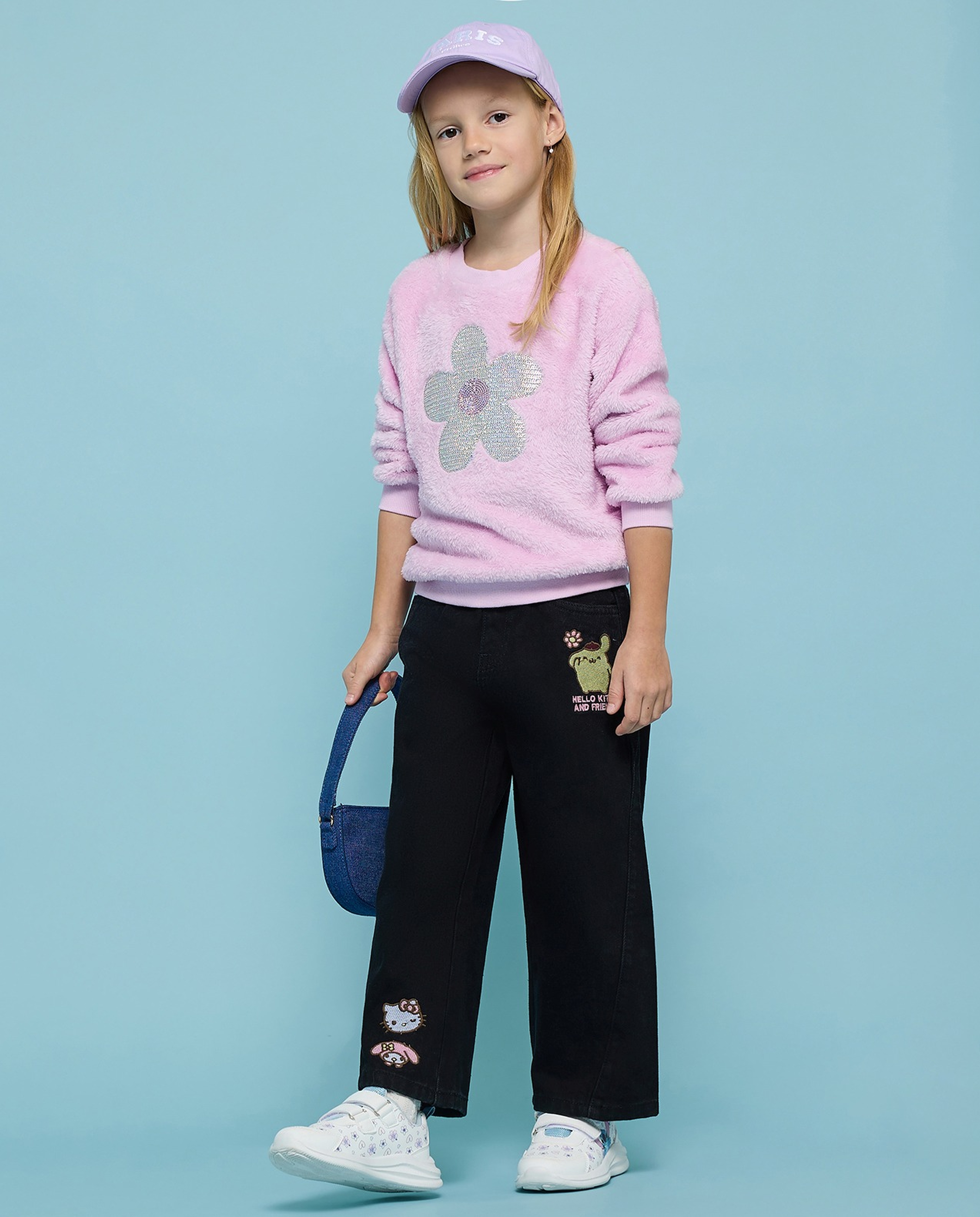 Sequined Sweatshirt with Crew Neck and Long Sleeves