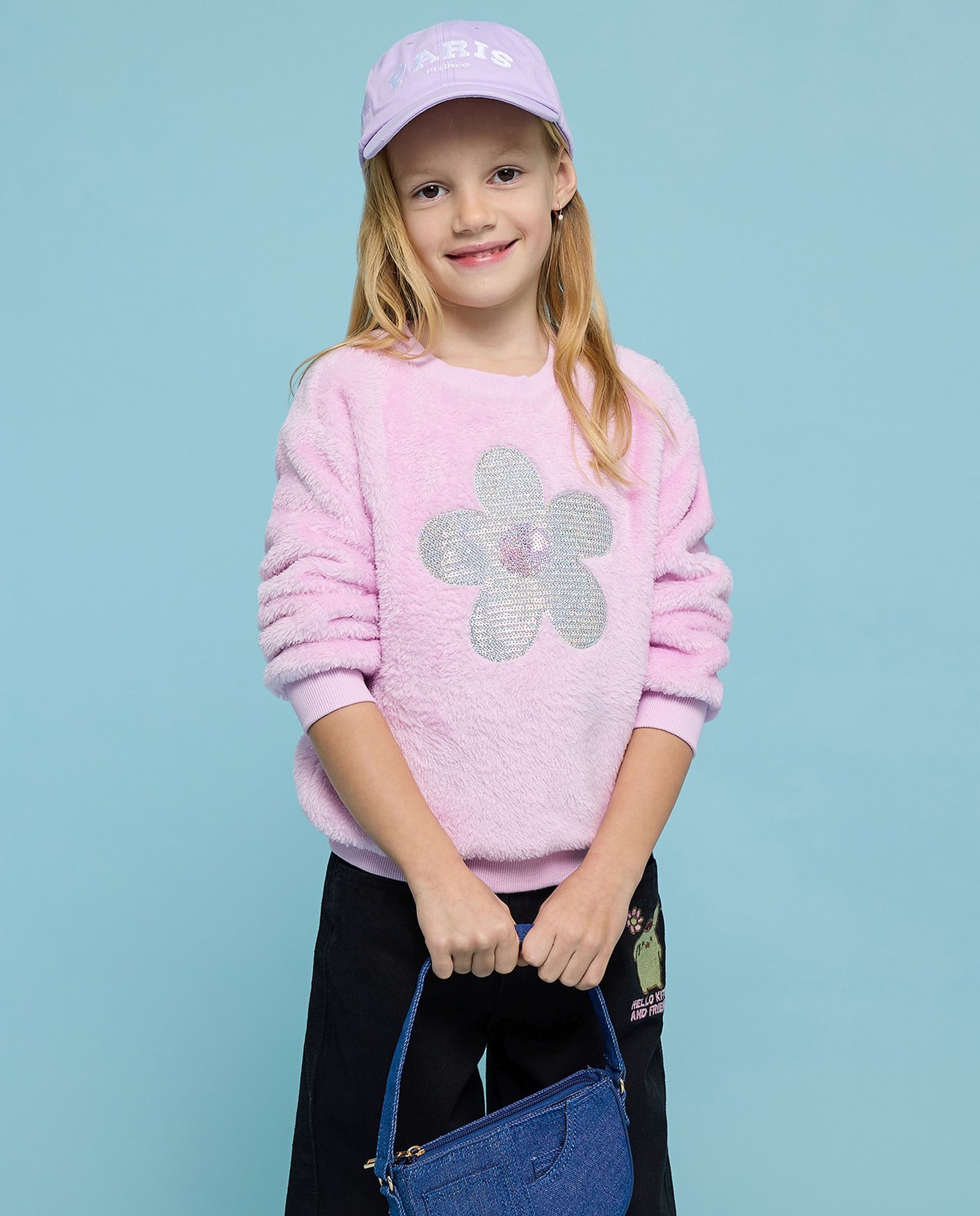 Sequined Sweatshirt with Crew Neck and Long Sleeves