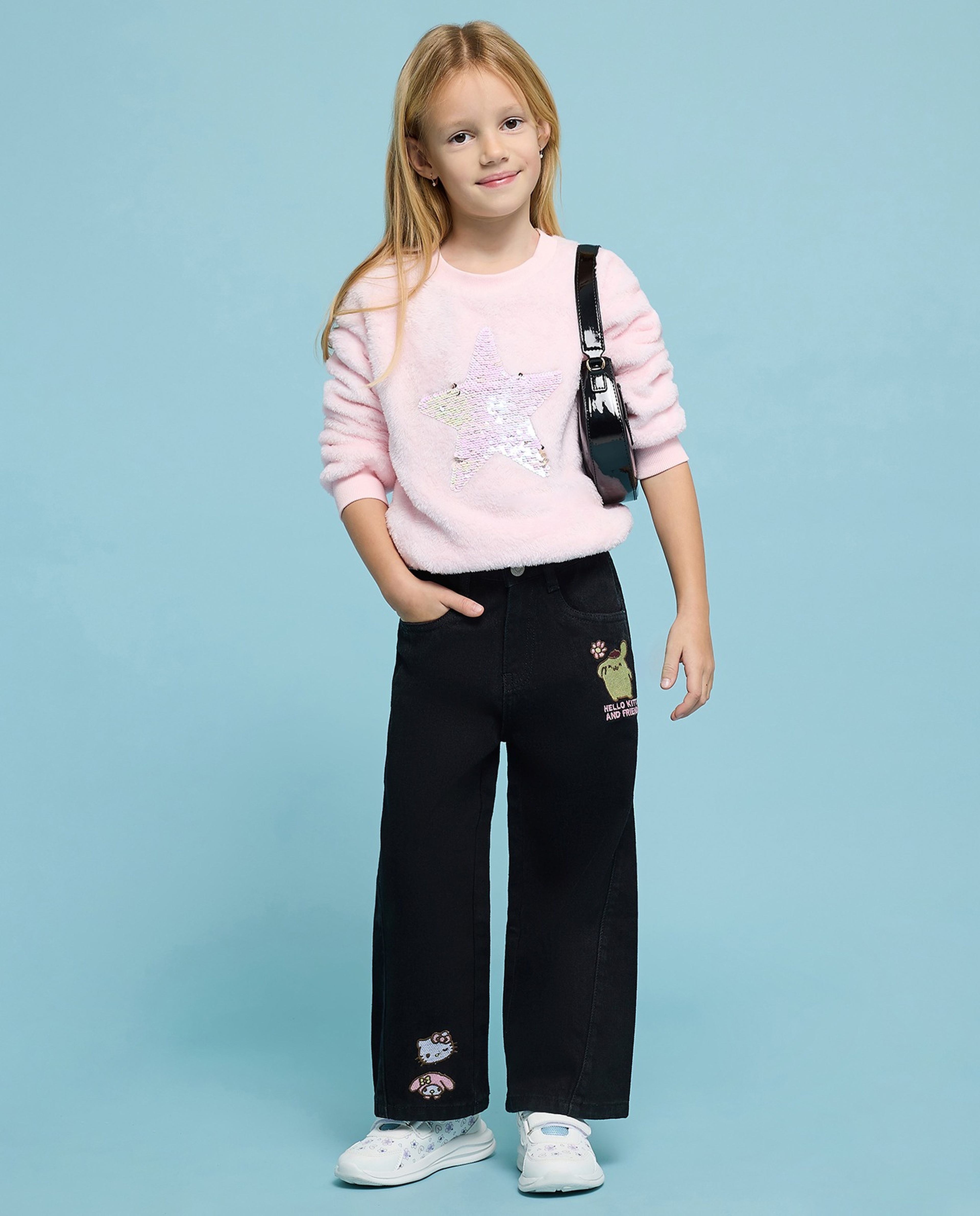 Sequined Sweatshirt with Crew Neck and Long Sleeves