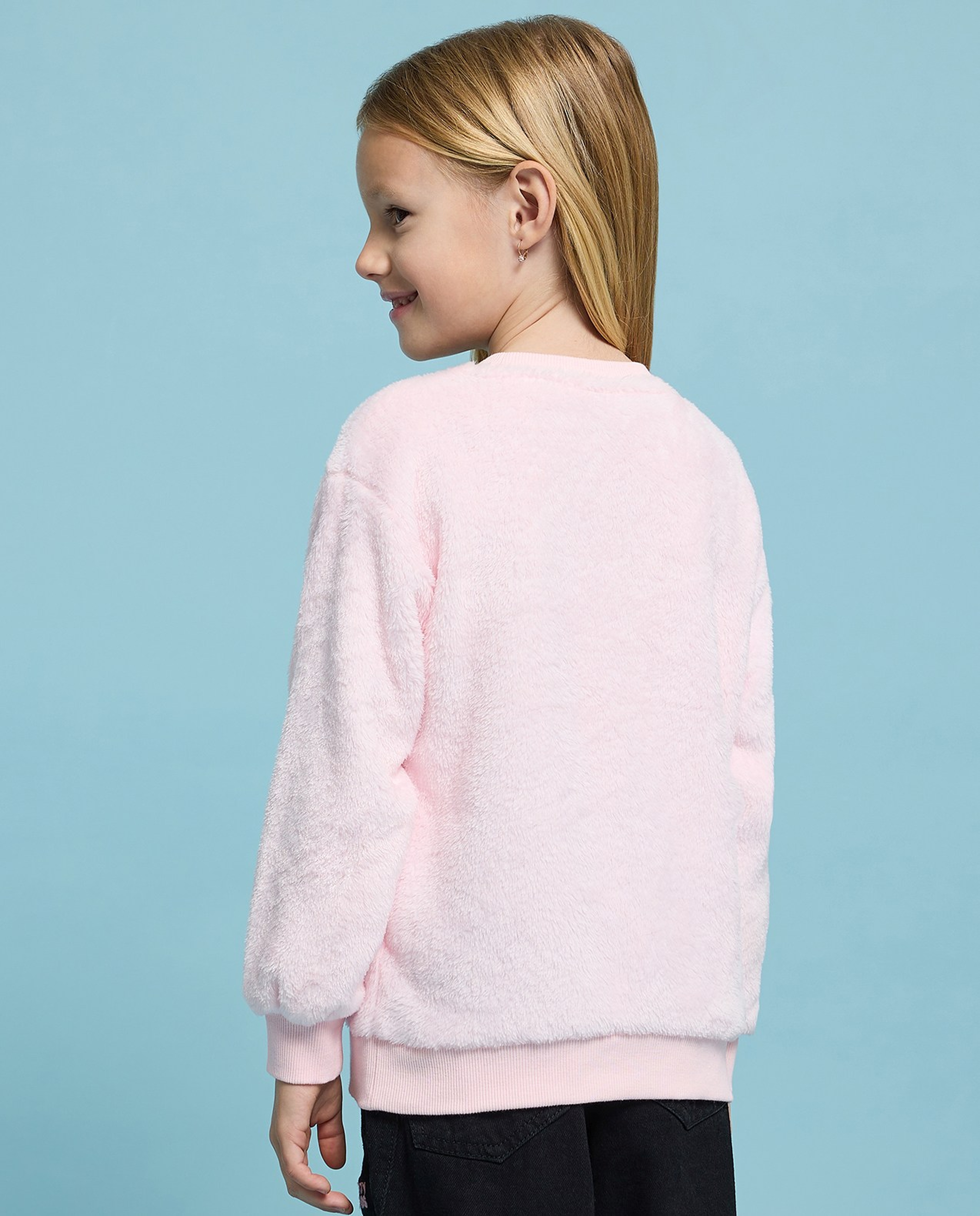 Sequined Sweatshirt with Crew Neck and Long Sleeves