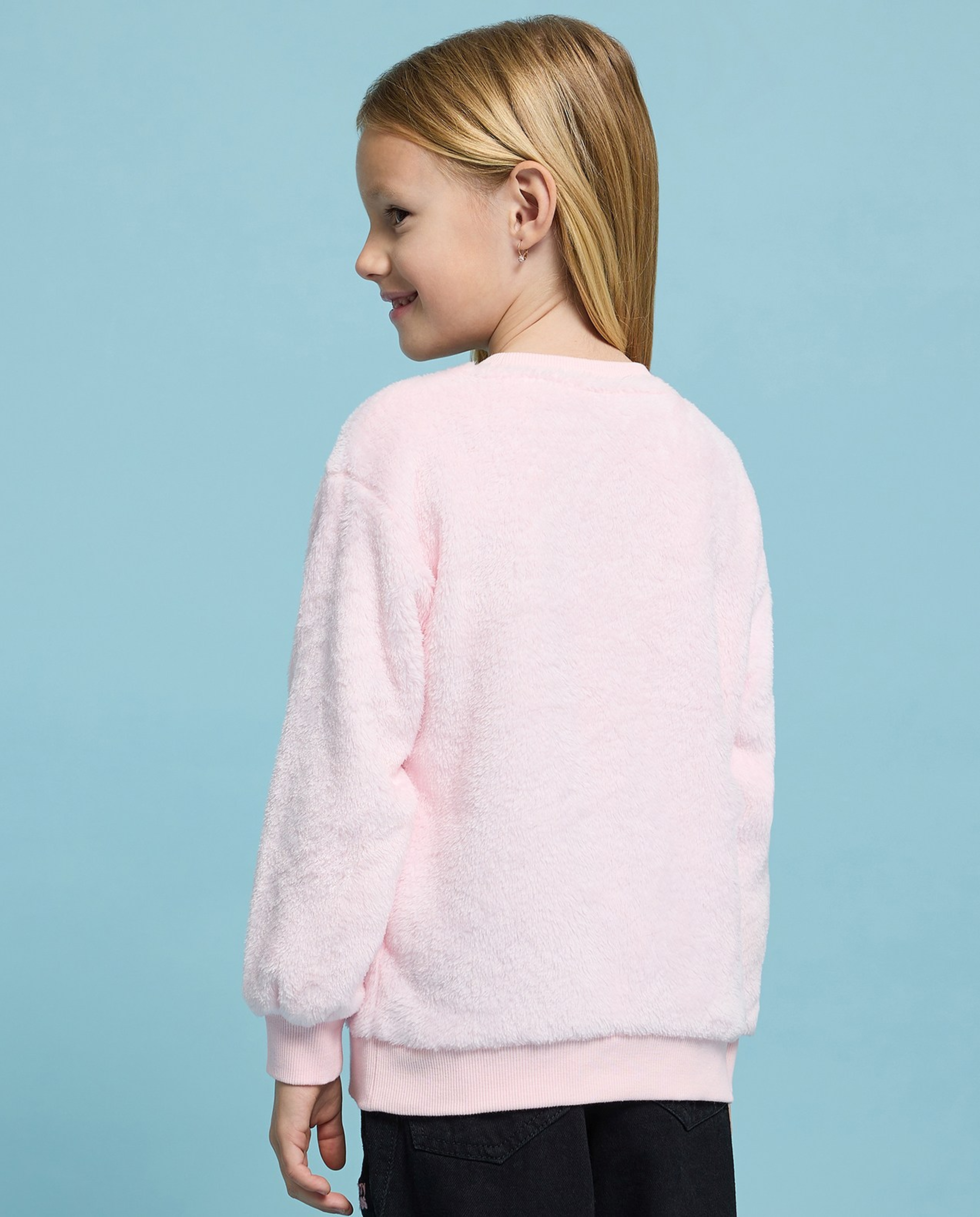 Sequined Sweatshirt with Crew Neck and Long Sleeves