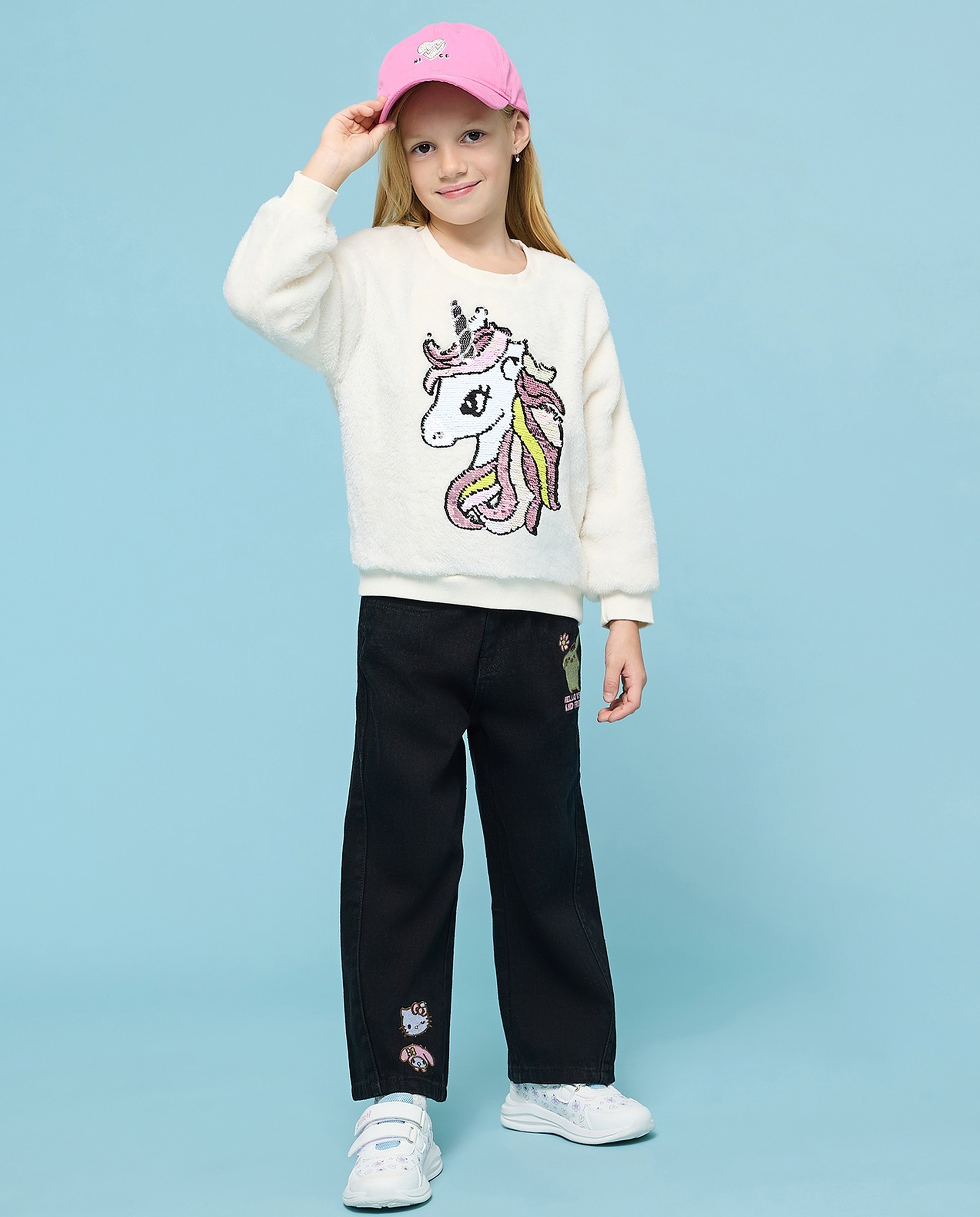 Sequined Sweatshirt with Crew Neck and Long Sleeves