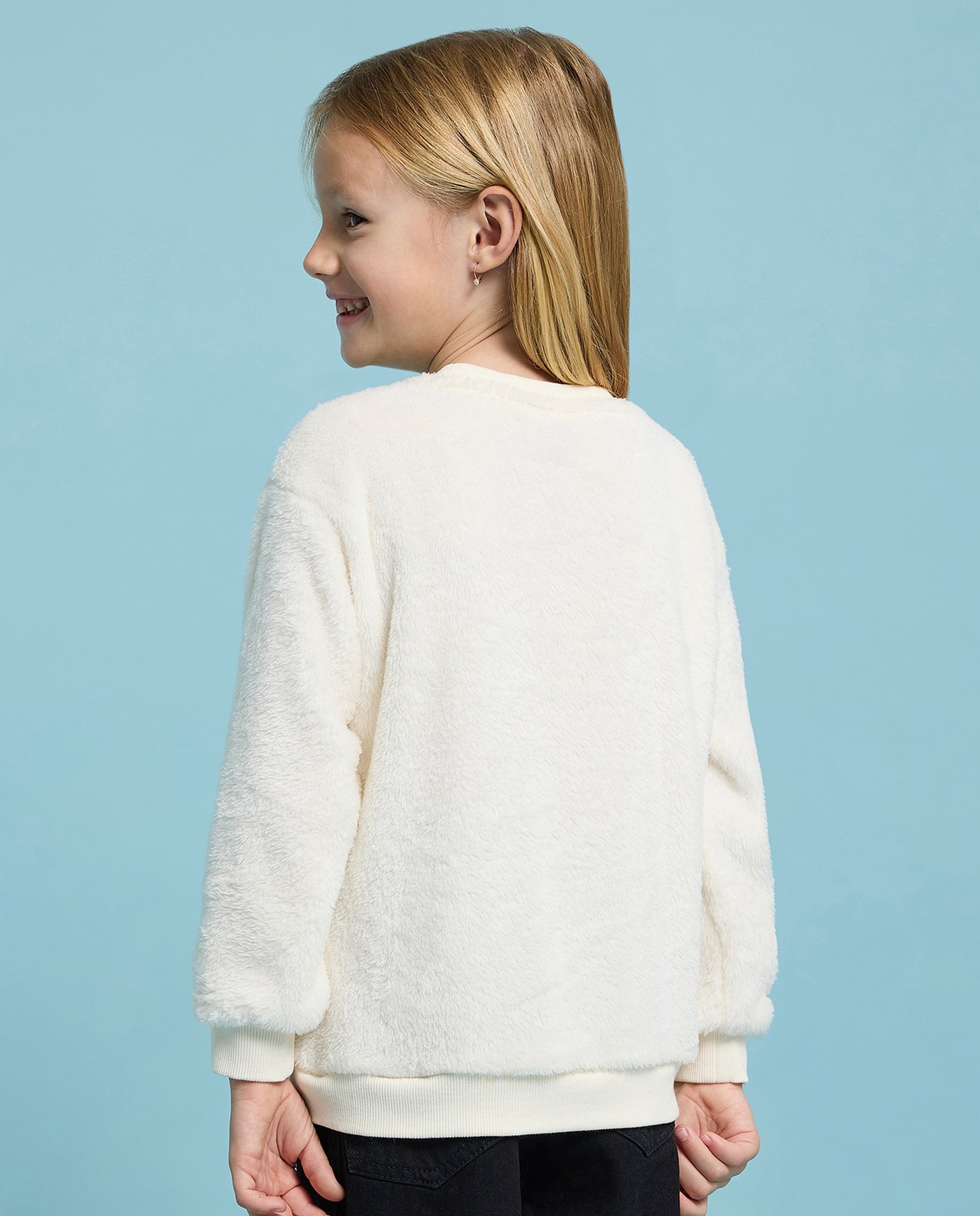 Sequined Sweatshirt with Crew Neck and Long Sleeves