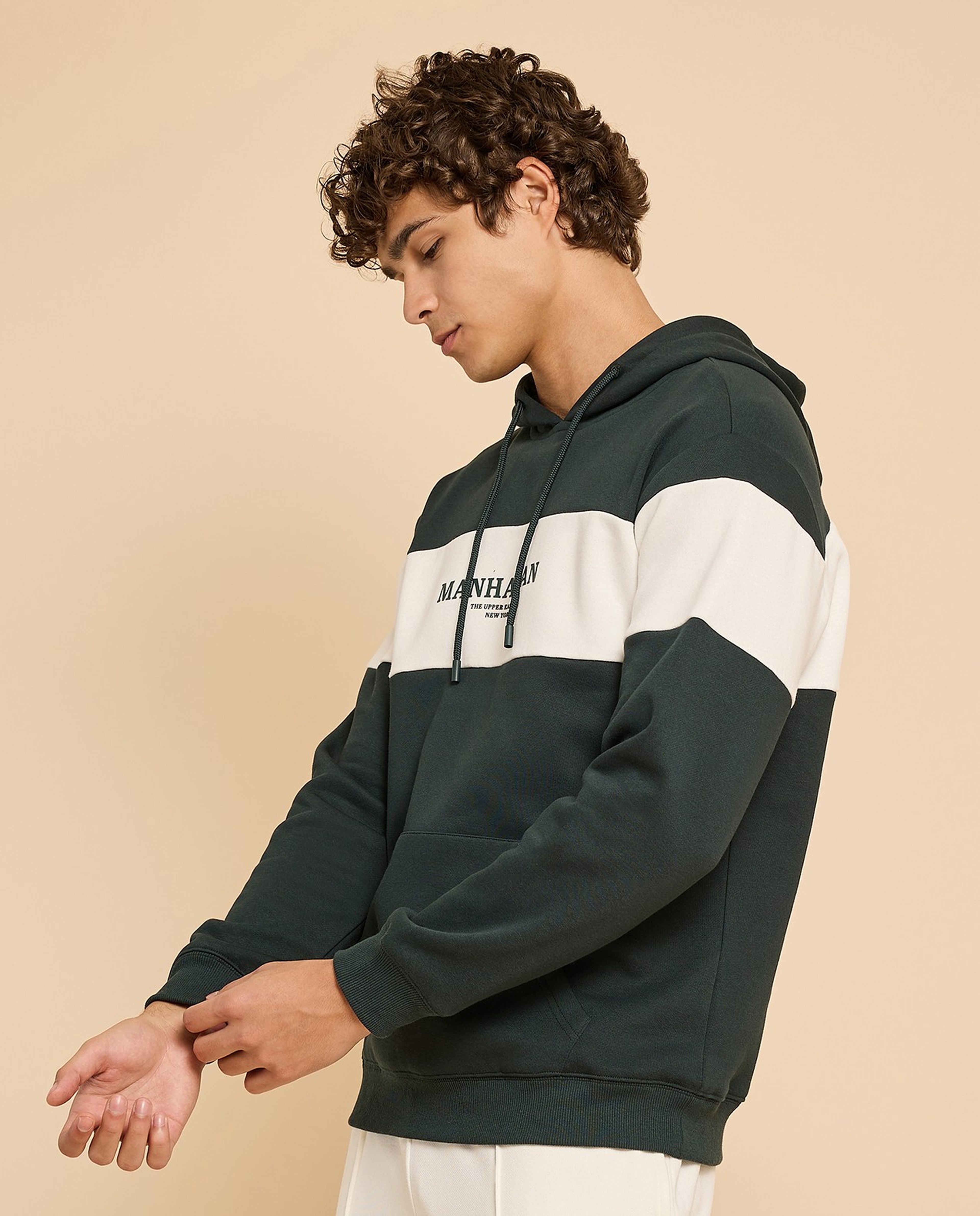 Color Block Hoodie with Long Sleeves