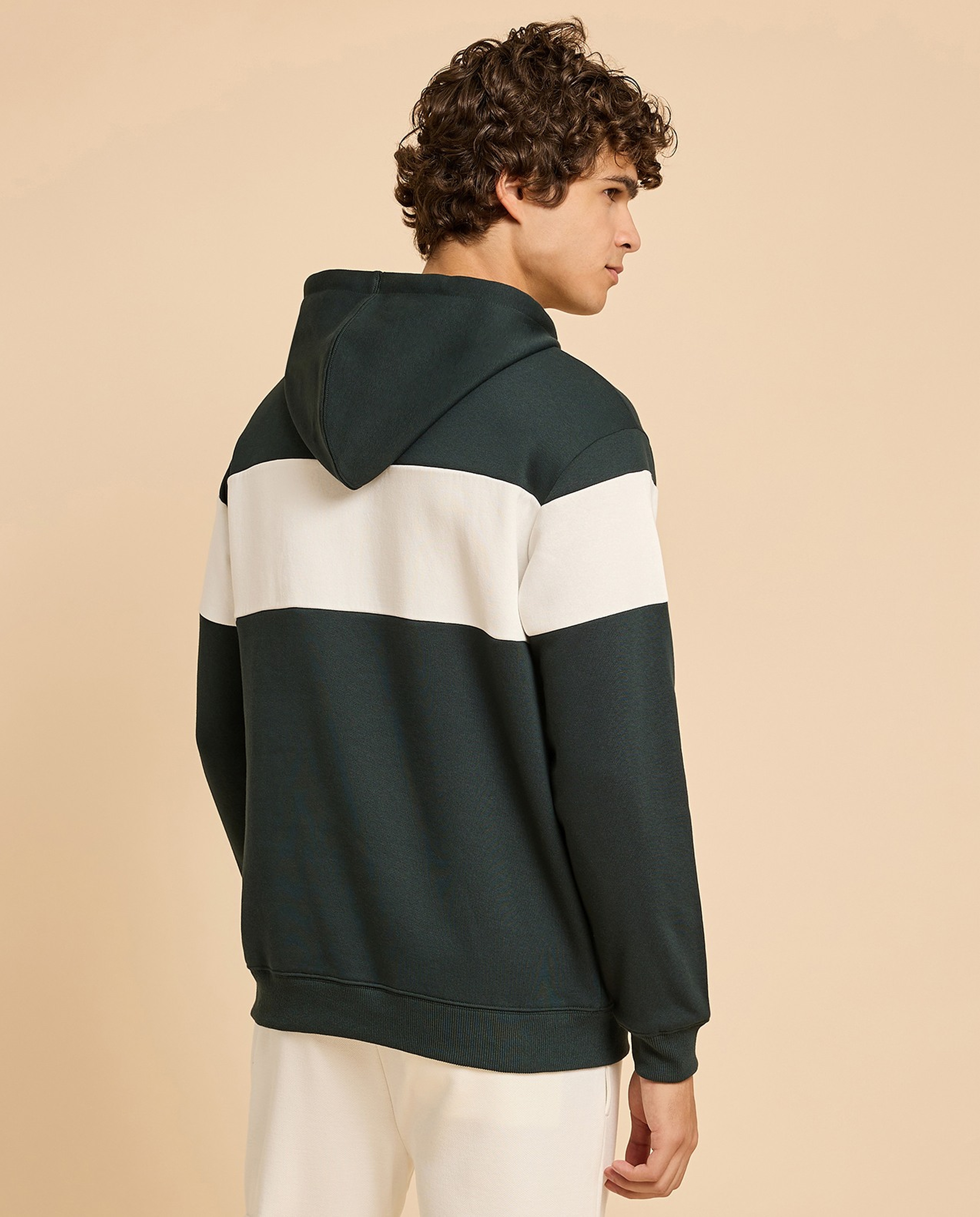 Color Block Hoodie with Long Sleeves