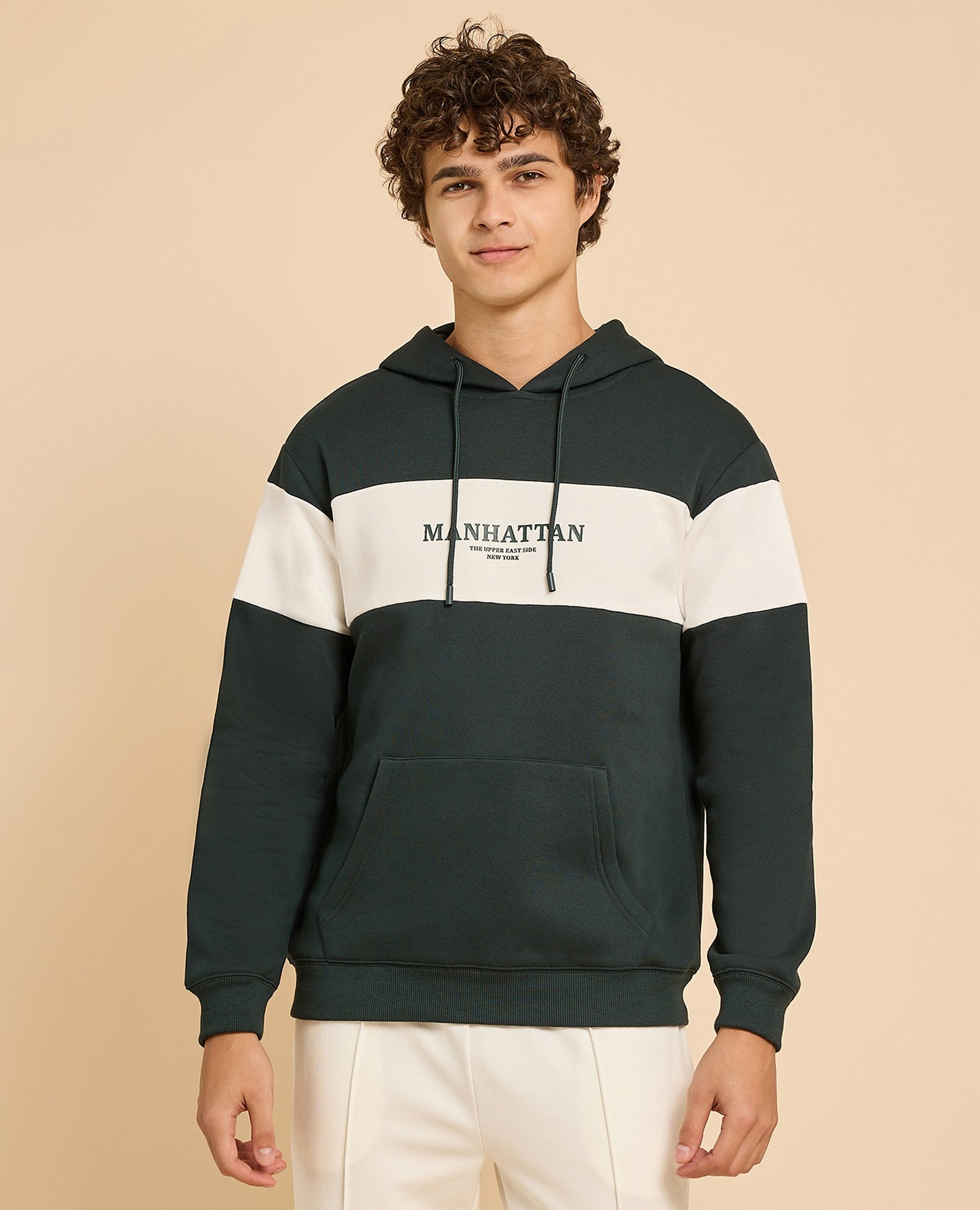 Color Block Hoodie with Long Sleeves