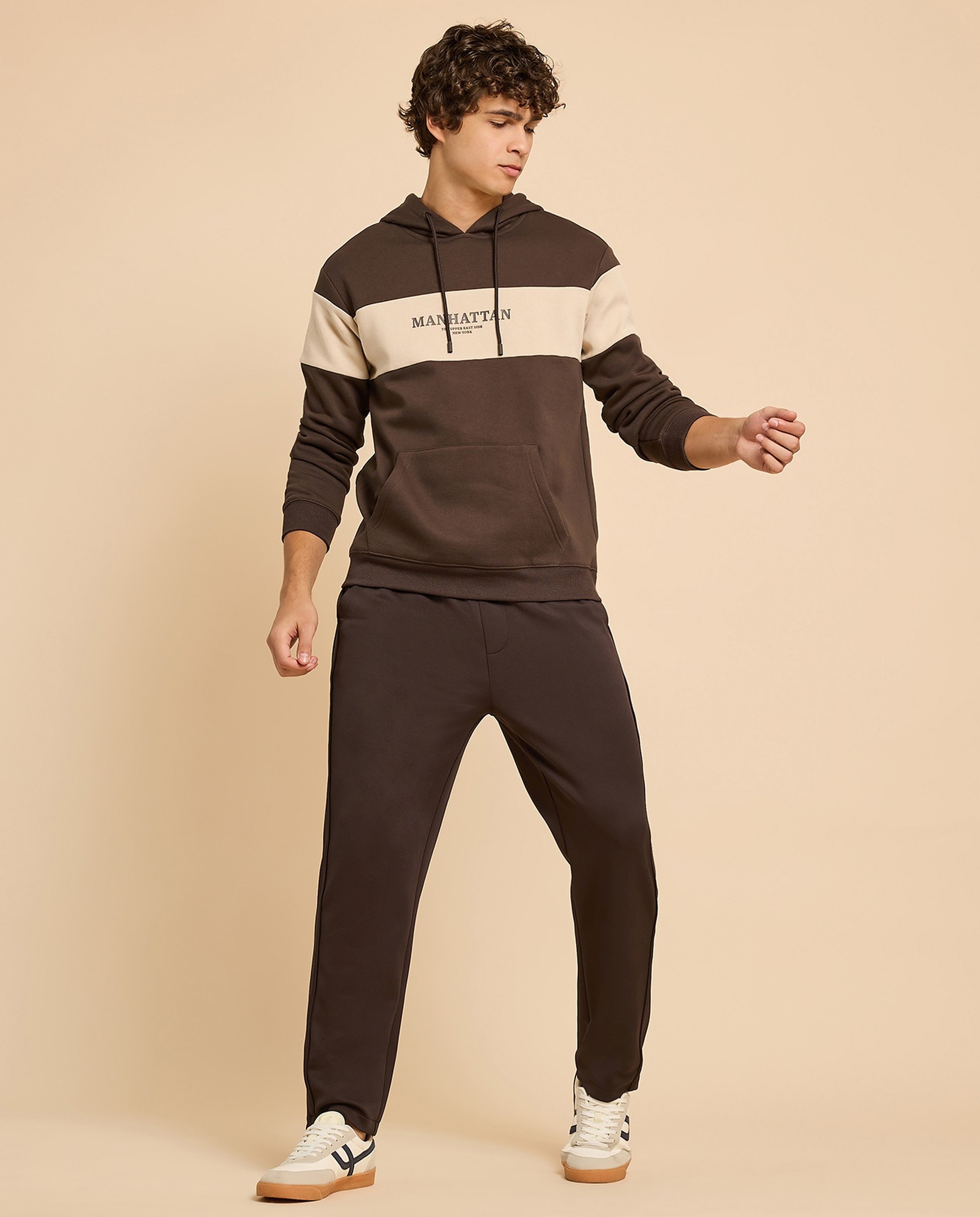 Color Block Hoodie with Long Sleeves