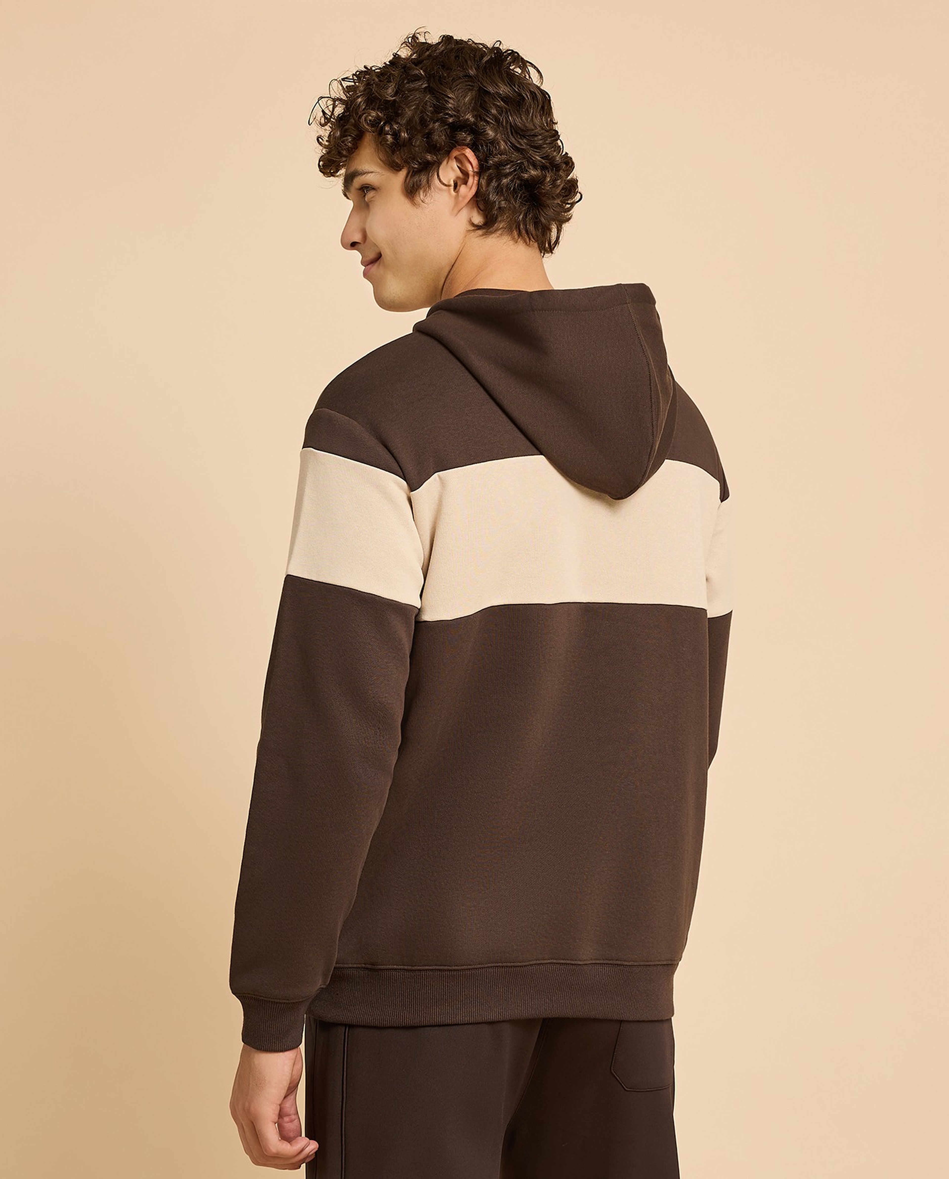 Color Block Hoodie with Long Sleeves